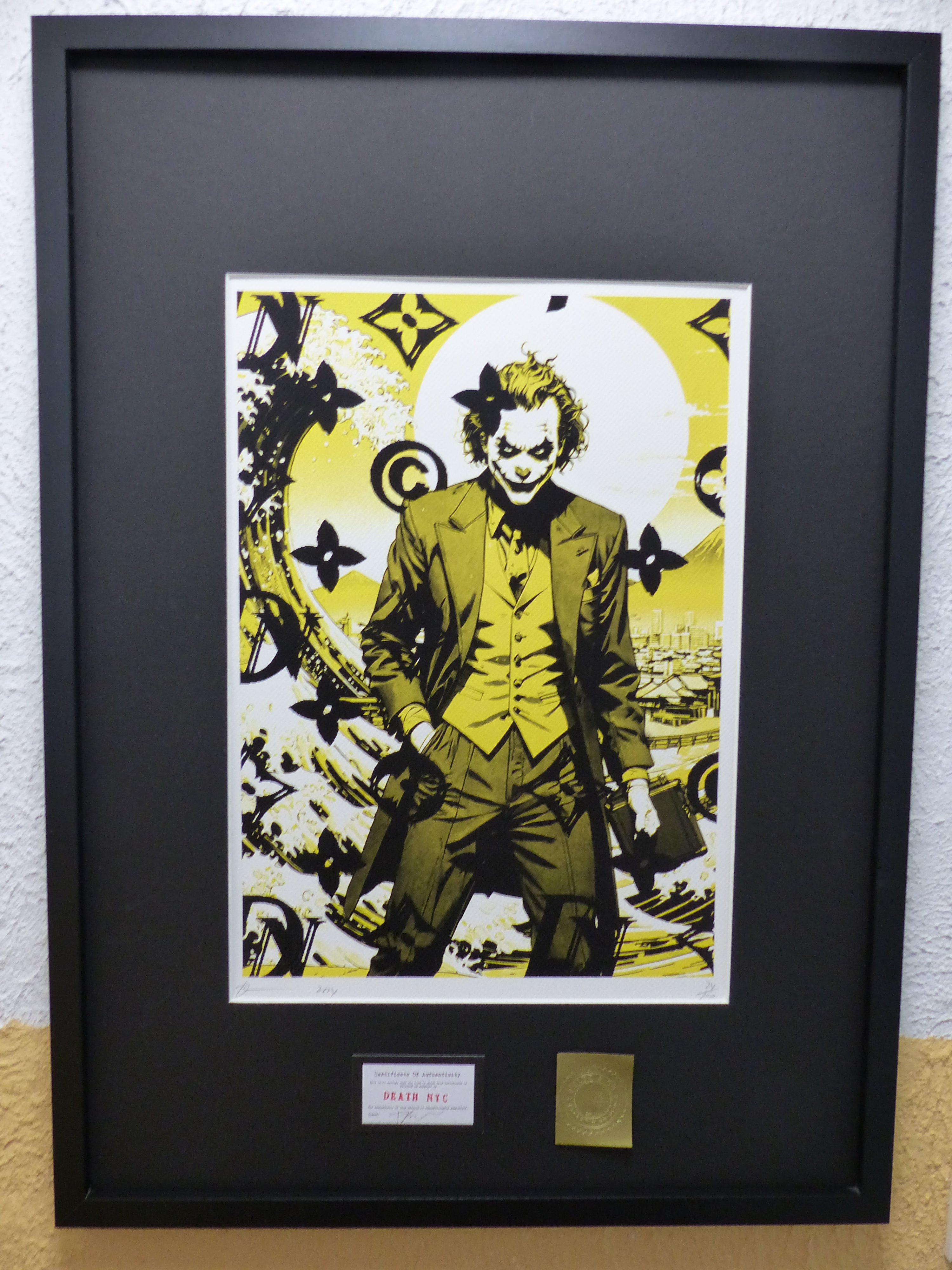 DEATH NYC fertig gerahmte Lithografie ltd. Edition of 100, "JOKER" 3D Siegel and COA