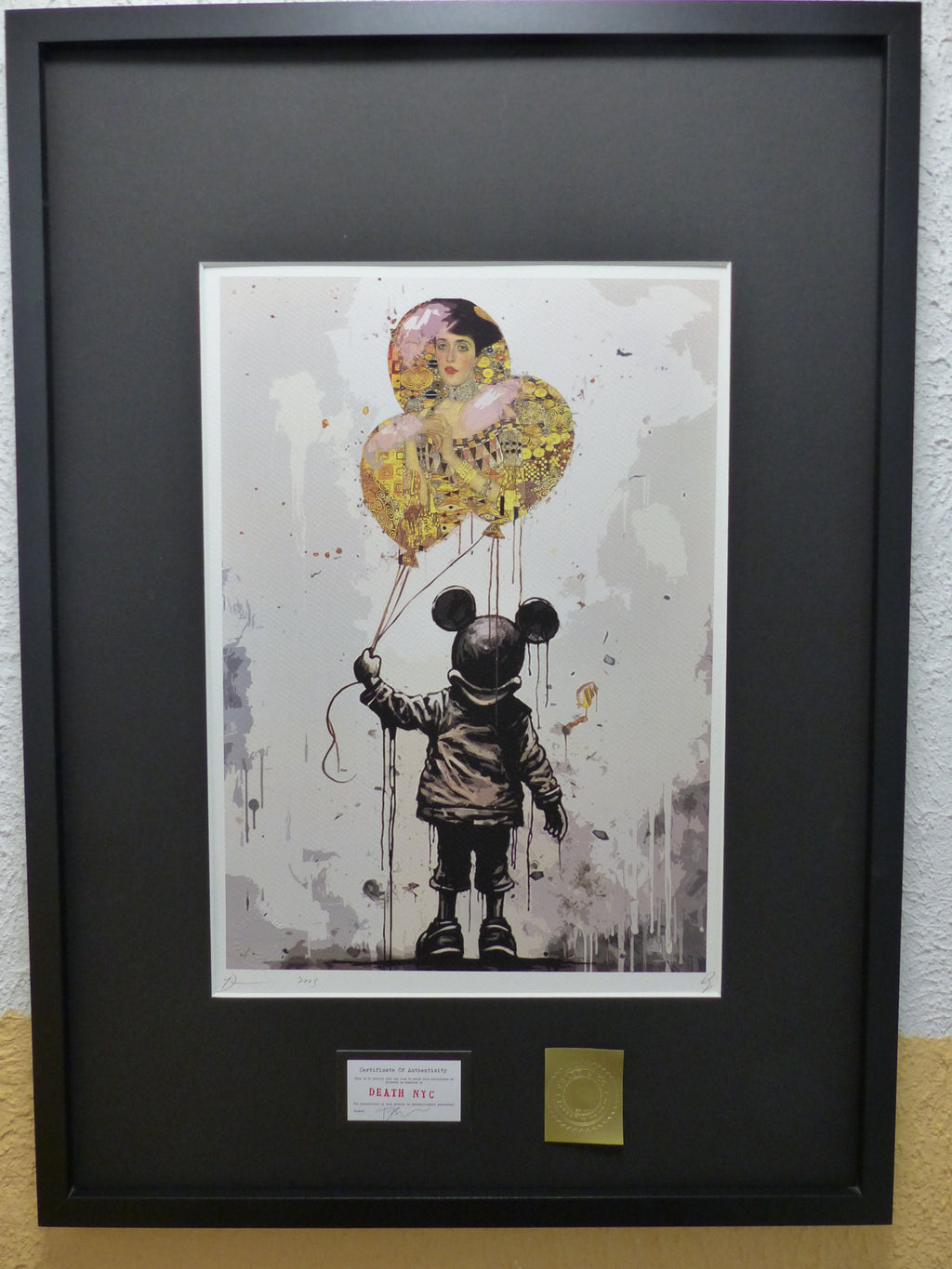 DEATH NYC fertig gerahmte Lithografie ltd Edition of 100"Mickey Mouse with balloons" 3D Siegel u COA
