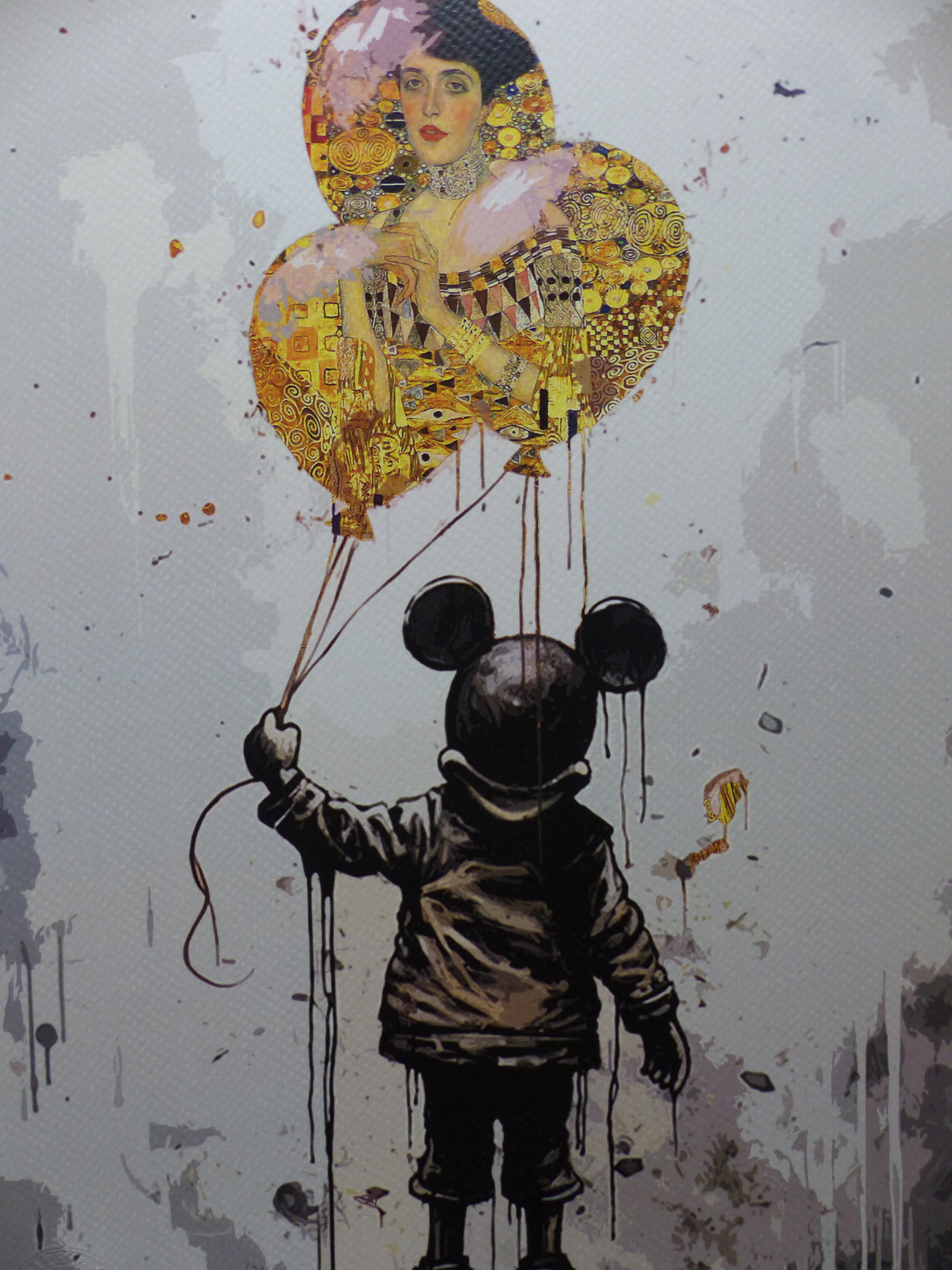 DEATH NYC fertig gerahmte Lithografie ltd Edition of 100"Mickey Mouse with balloons" 3D Siegel u COA