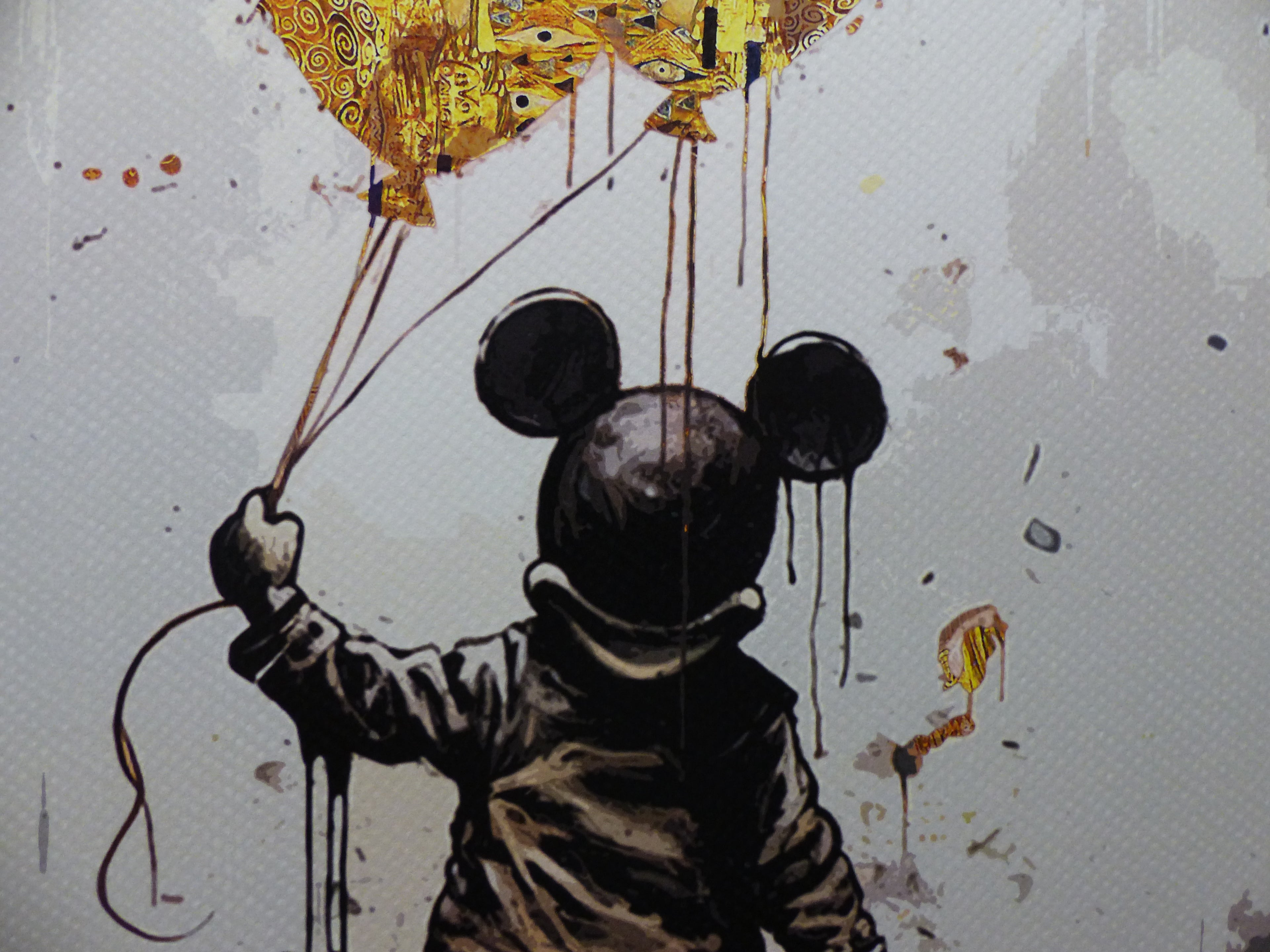 DEATH NYC fertig gerahmte Lithografie ltd Edition of 100"Mickey Mouse with balloons" 3D Siegel u COA
