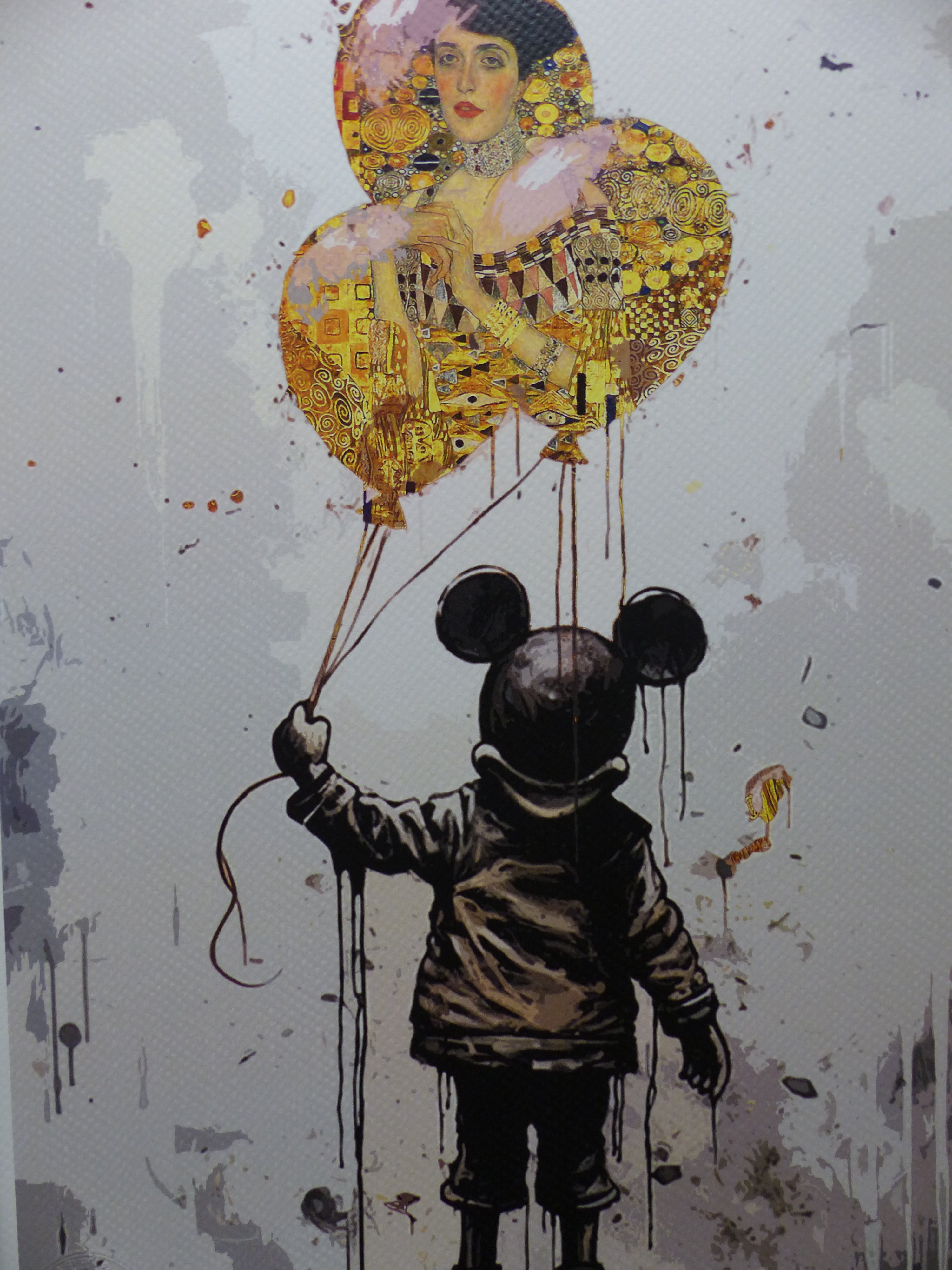 DEATH NYC fertig gerahmte Lithografie ltd Edition of 100"Mickey Mouse with balloons" 3D Siegel u COA