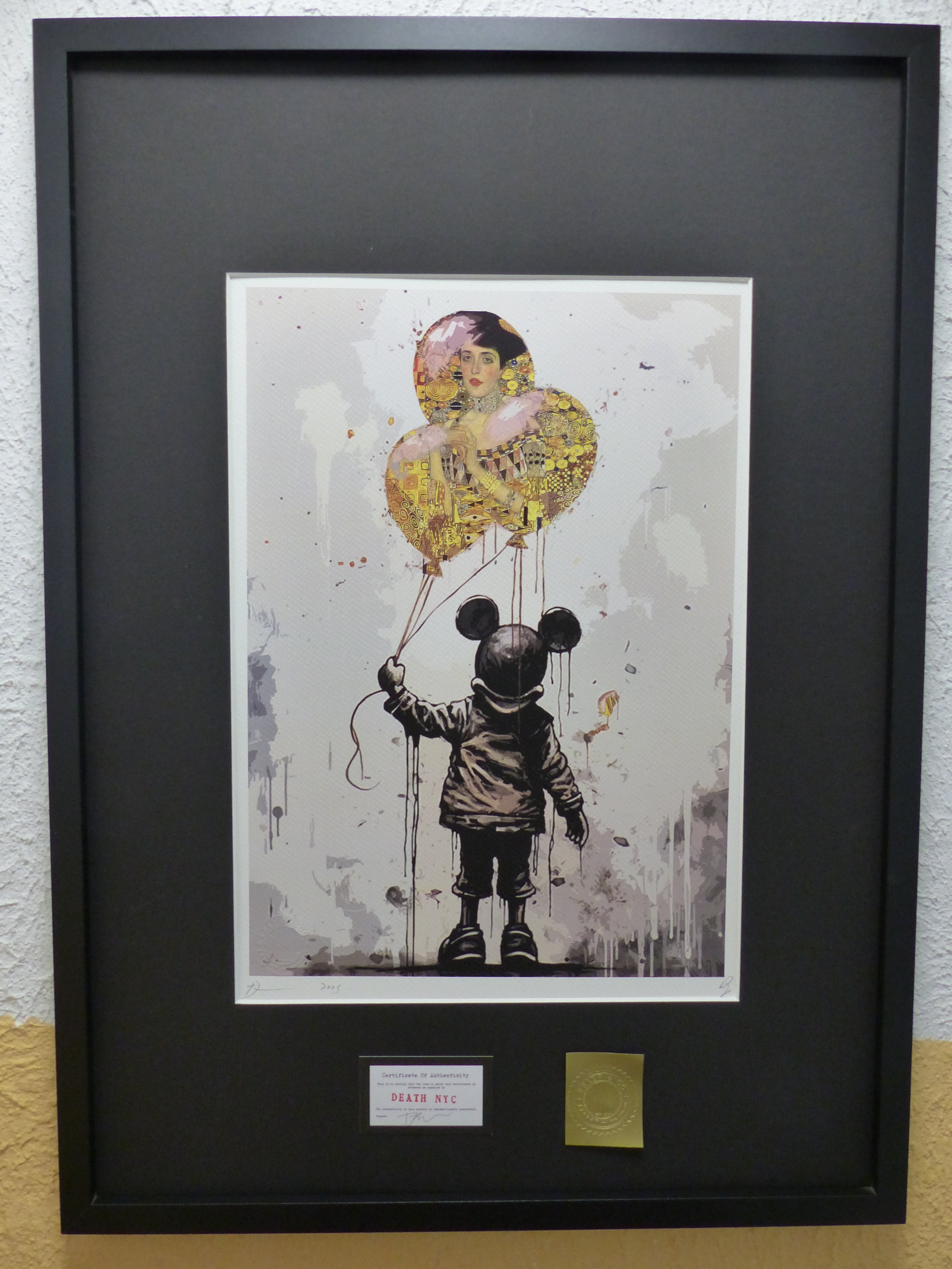 DEATH NYC fertig gerahmte Lithografie ltd Edition of 100"Mickey Mouse with balloons" 3D Siegel u COA