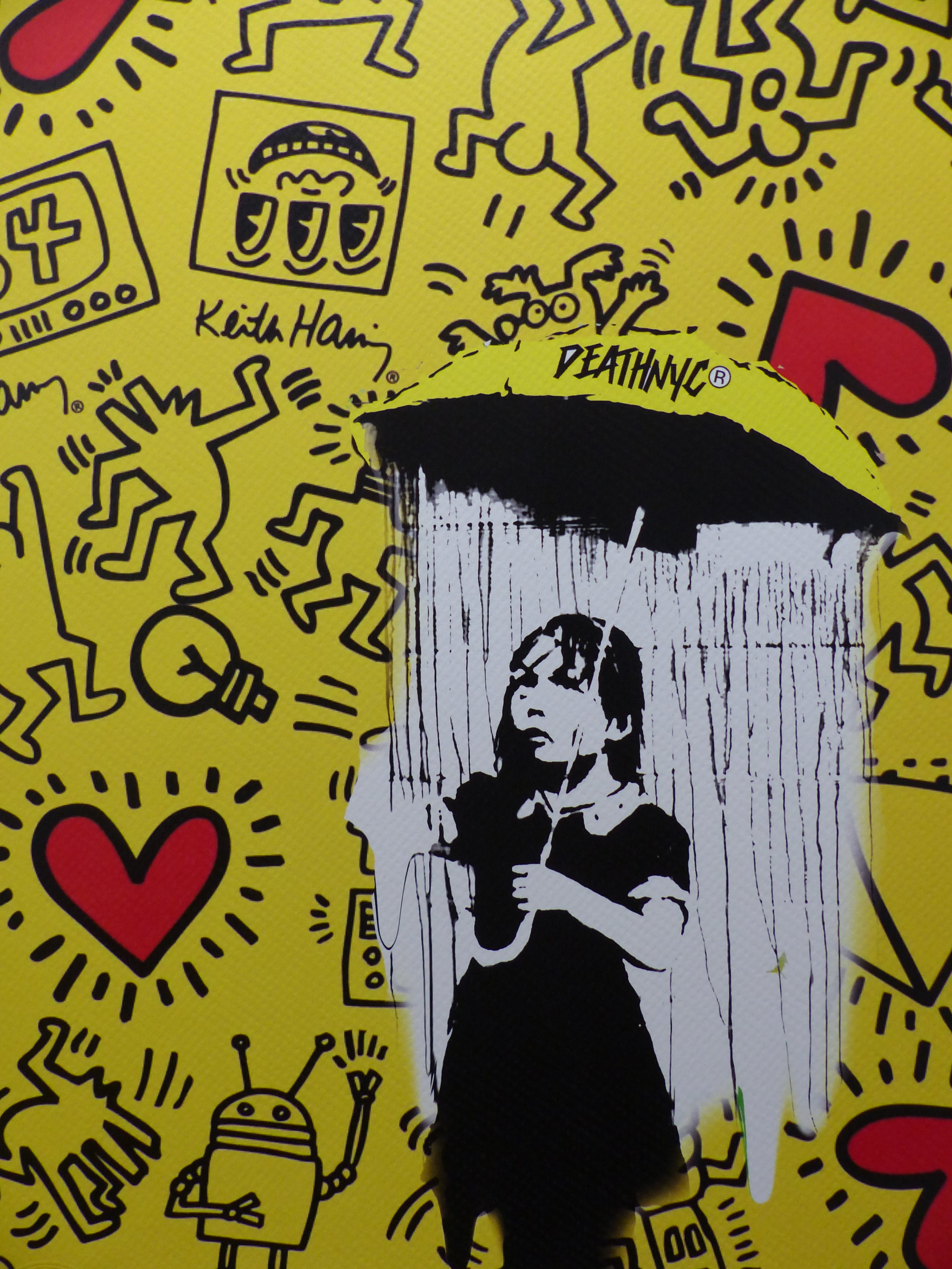 DEATH NYC fertig gerahmte Lithografie ltd. Edit. of 100"Banksy Keith Haring" 3D Siegel COA