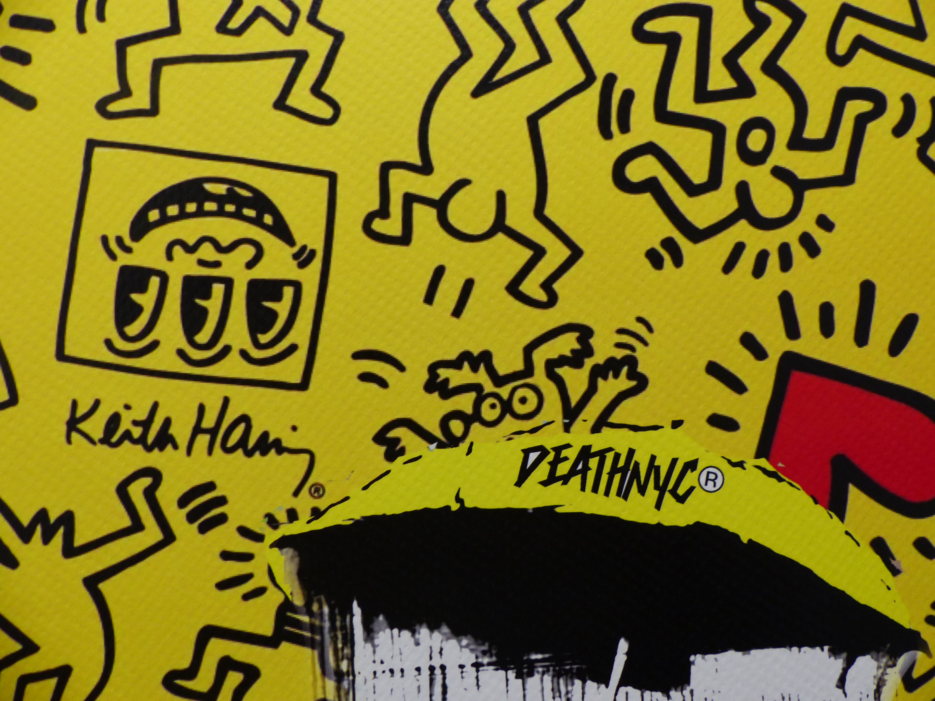 DEATH NYC fertig gerahmte Lithografie ltd. Edit. of 100"Banksy Keith Haring" 3D Siegel COA