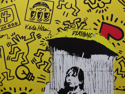 DEATH NYC fertig gerahmte Lithografie ltd. Edit. of 100"Banksy Keith Haring" 3D Siegel COA