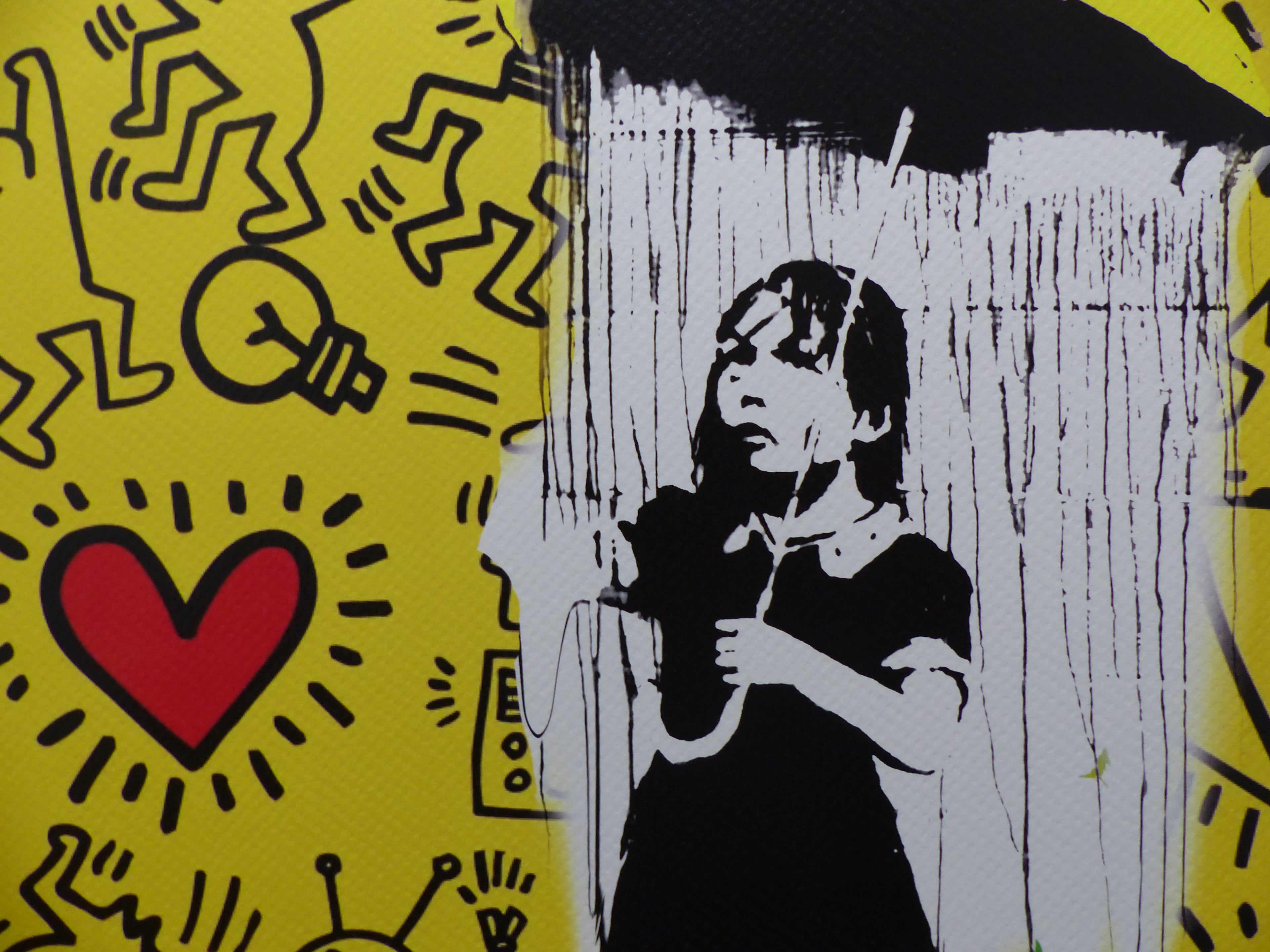 DEATH NYC fertig gerahmte Lithografie ltd. Edit. of 100"Banksy Keith Haring" 3D Siegel COA