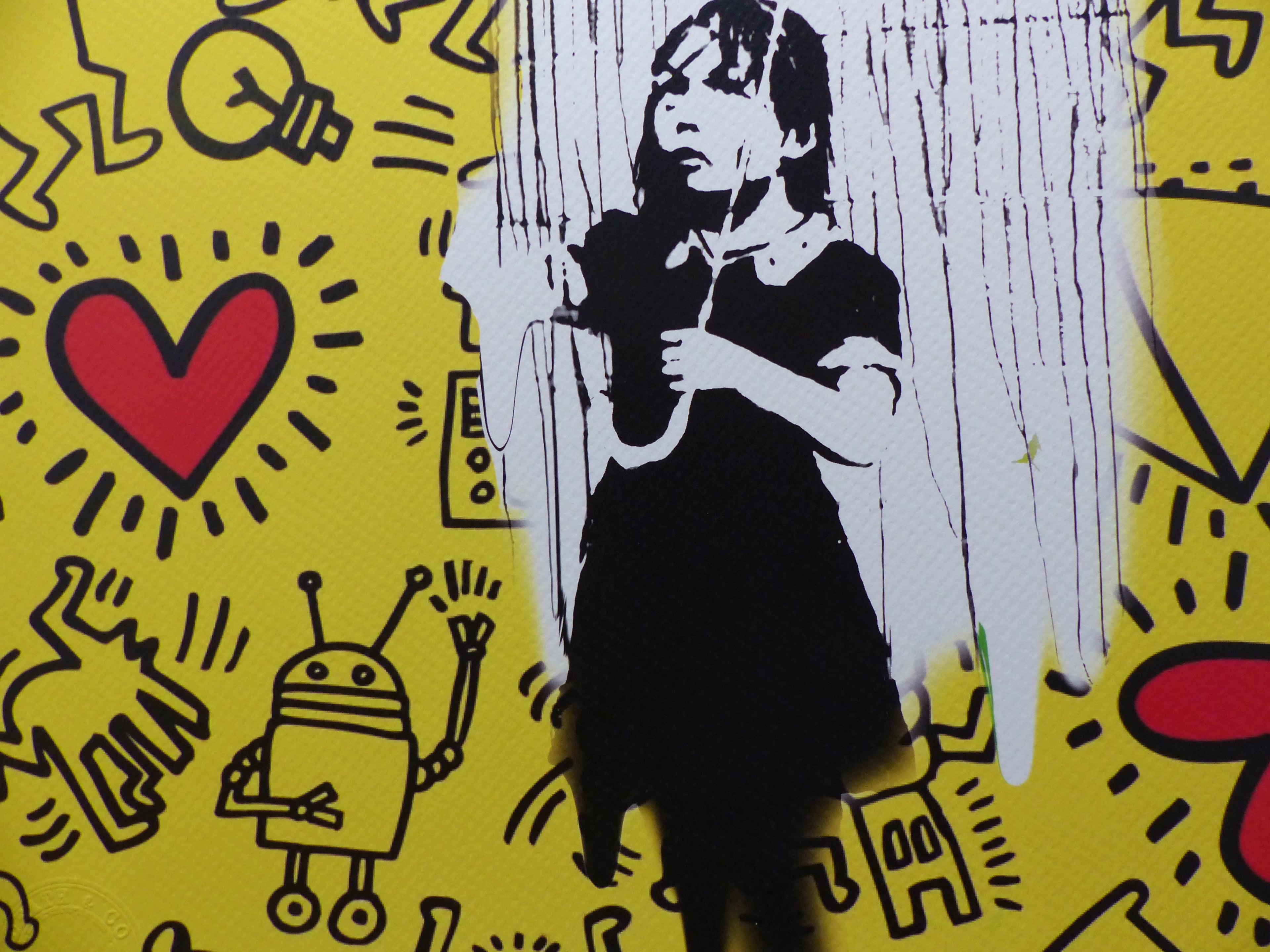 DEATH NYC fertig gerahmte Lithografie ltd. Edit. of 100"Banksy Keith Haring" 3D Siegel COA
