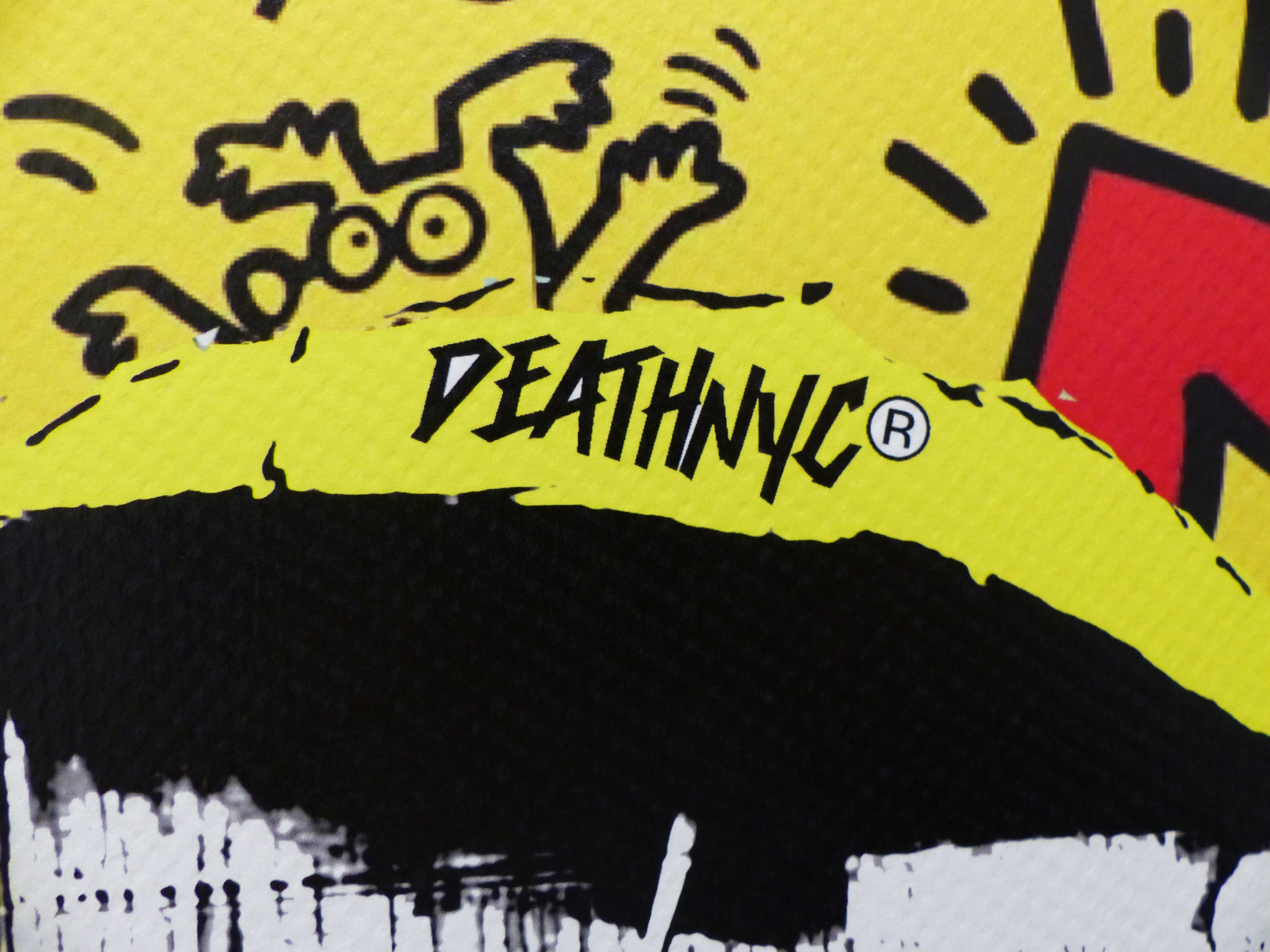 DEATH NYC fertig gerahmte Lithografie ltd. Edit. of 100"Banksy Keith Haring" 3D Siegel COA
