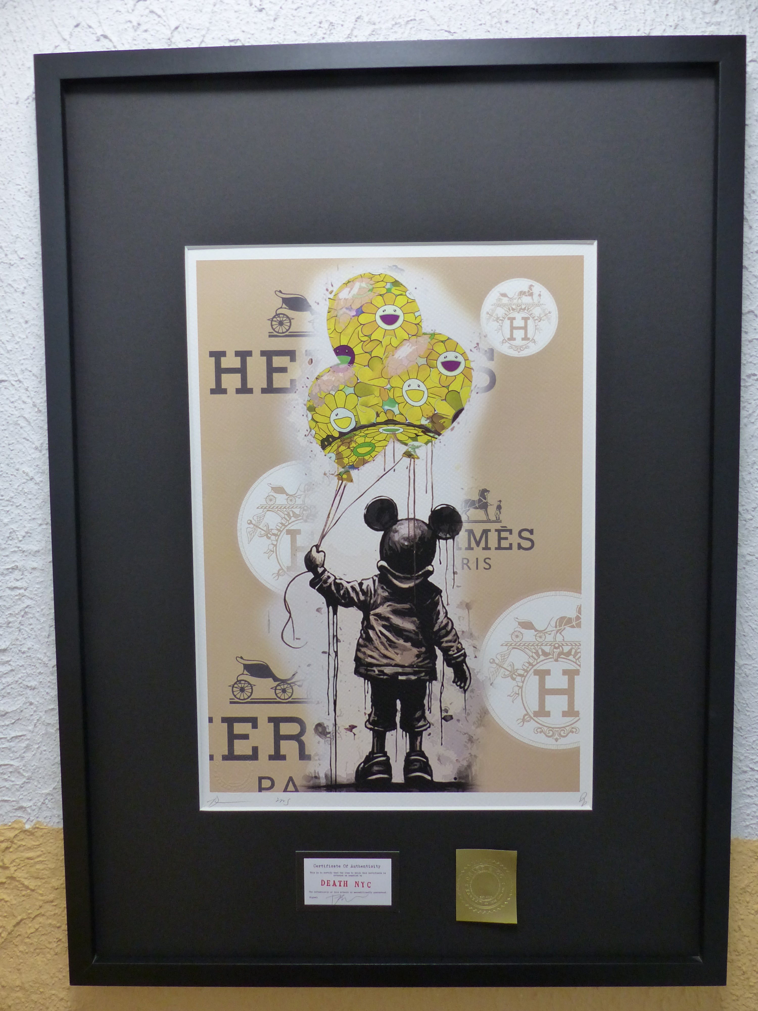DEATH NYC fertig gerahmte Lithografie ltd Edit. of 100 "Mickey Balloon" 3D Siegel COA