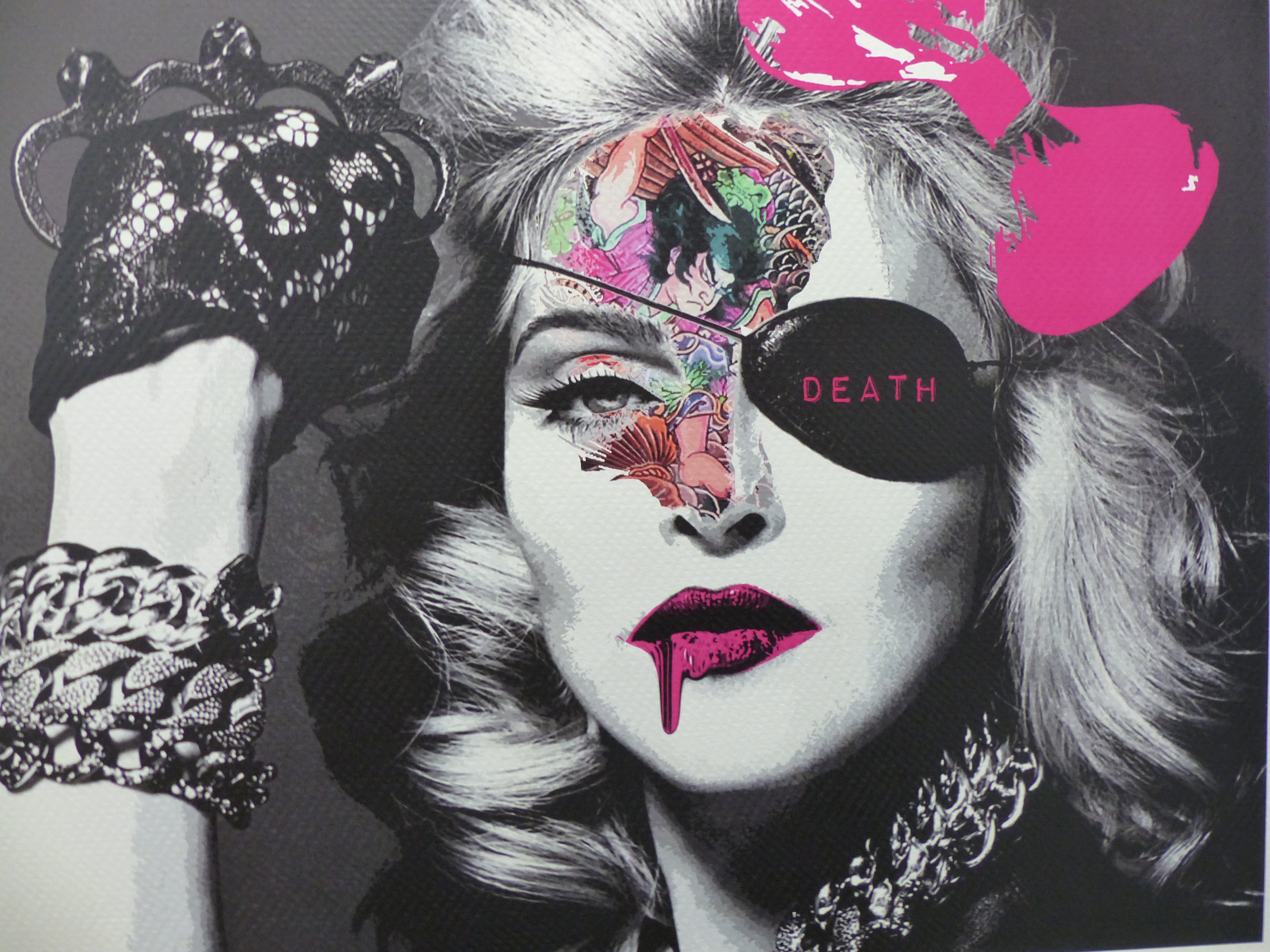 DEATH NYC fertig gerahmte Lithografie ltd. of 100 "Madonna pink" 3D Siegel and COA