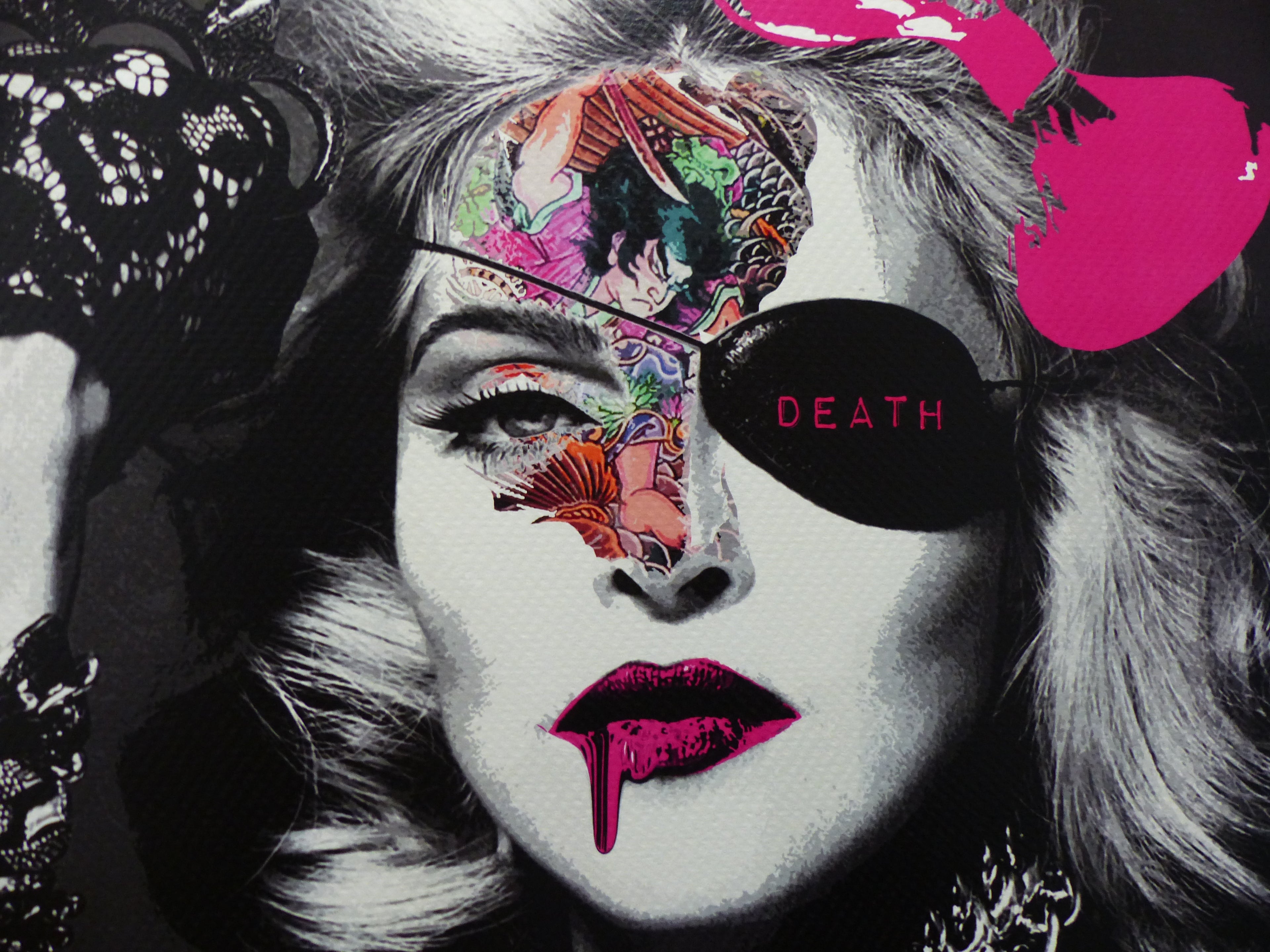 DEATH NYC fertig gerahmte Lithografie ltd. of 100 "Madonna pink" 3D Siegel and COA