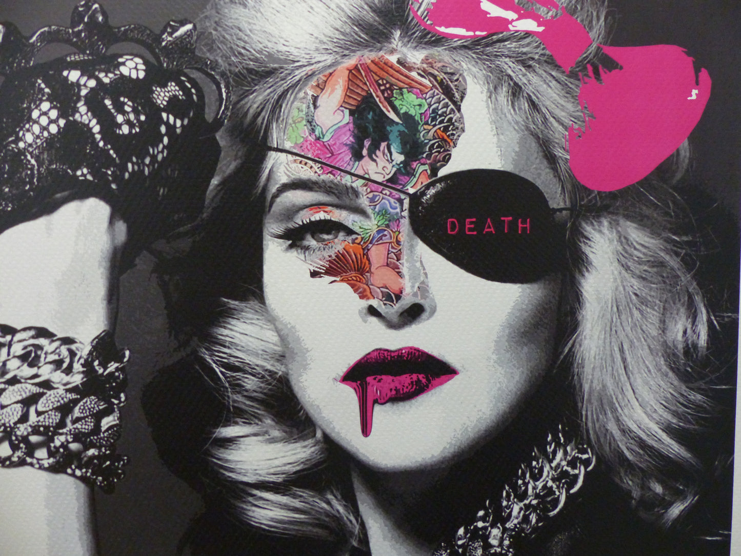 DEATH NYC fertig gerahmte Lithografie ltd. of 100 "Madonna pink" 3D Siegel and COA