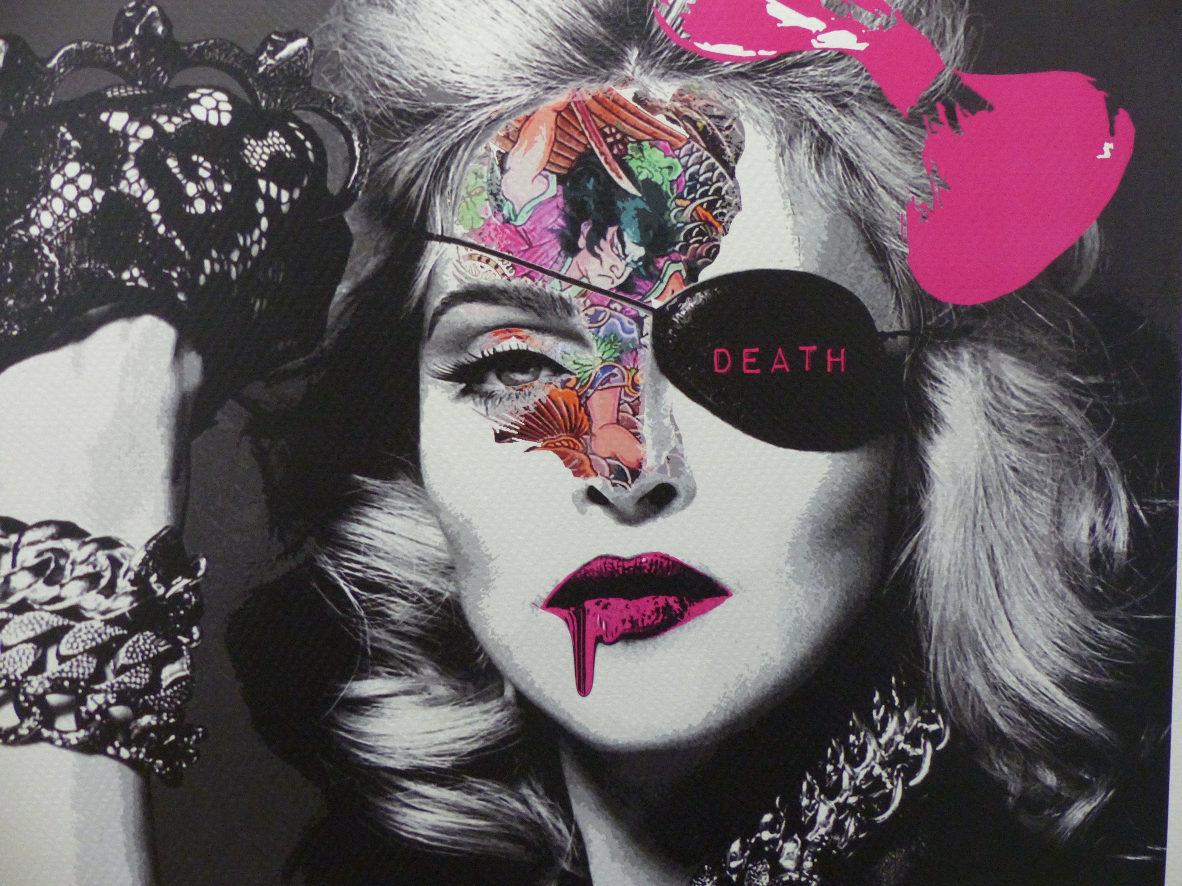 DEATH NYC fertig gerahmte Lithografie ltd. of 100 "Madonna pink" 3D Siegel and COA