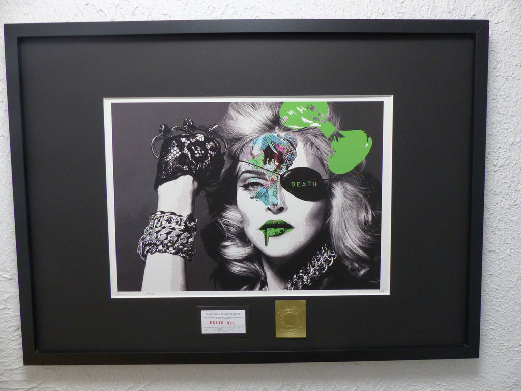 DEATH NYC fertig gerahmte Lithografie ltd Edition of 100"Madonna green" 3D Siegel COA