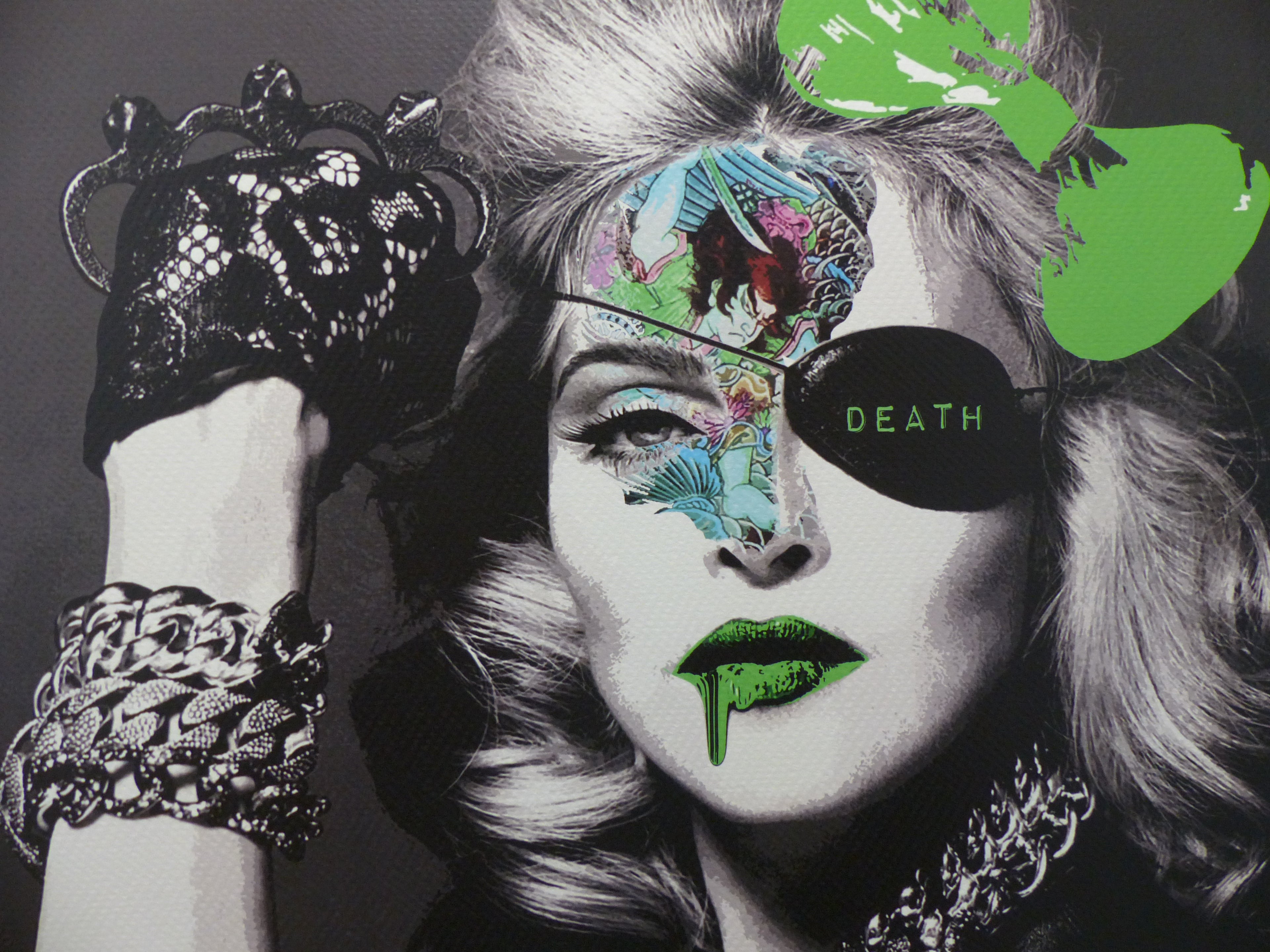 DEATH NYC fertig gerahmte Lithografie ltd Edition of 100"Madonna green" 3D Siegel COA