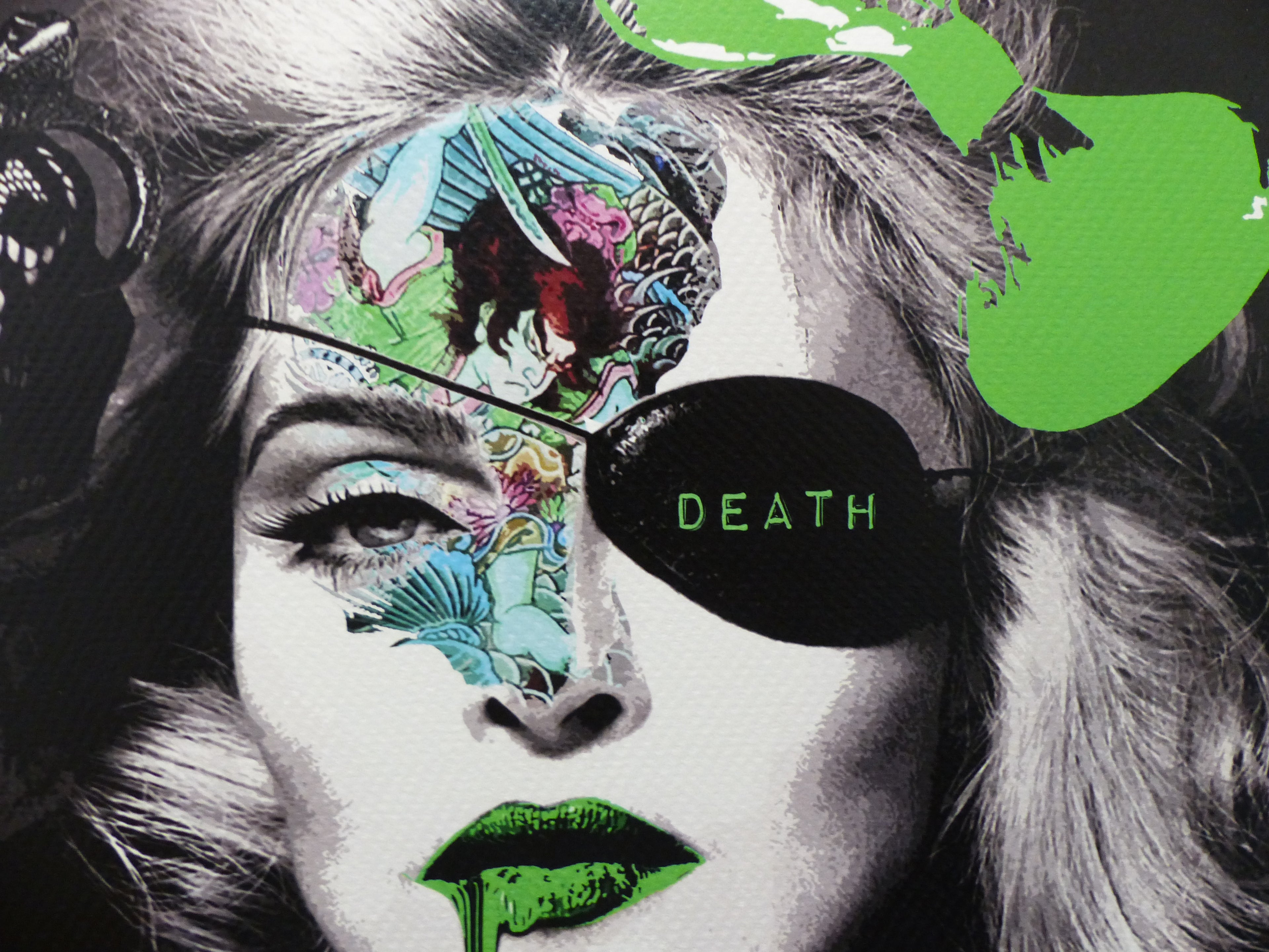 DEATH NYC fertig gerahmte Lithografie ltd Edition of 100"Madonna green" 3D Siegel COA