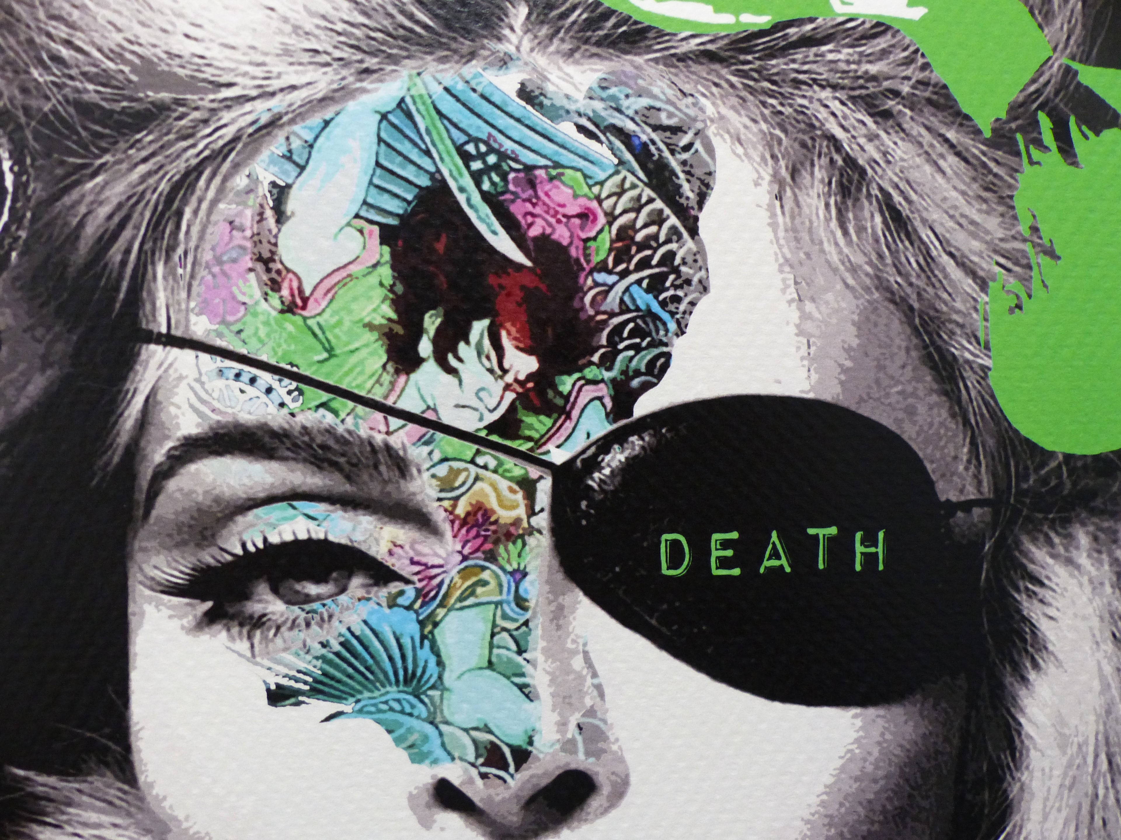 DEATH NYC fertig gerahmte Lithografie ltd Edition of 100"Madonna green" 3D Siegel COA