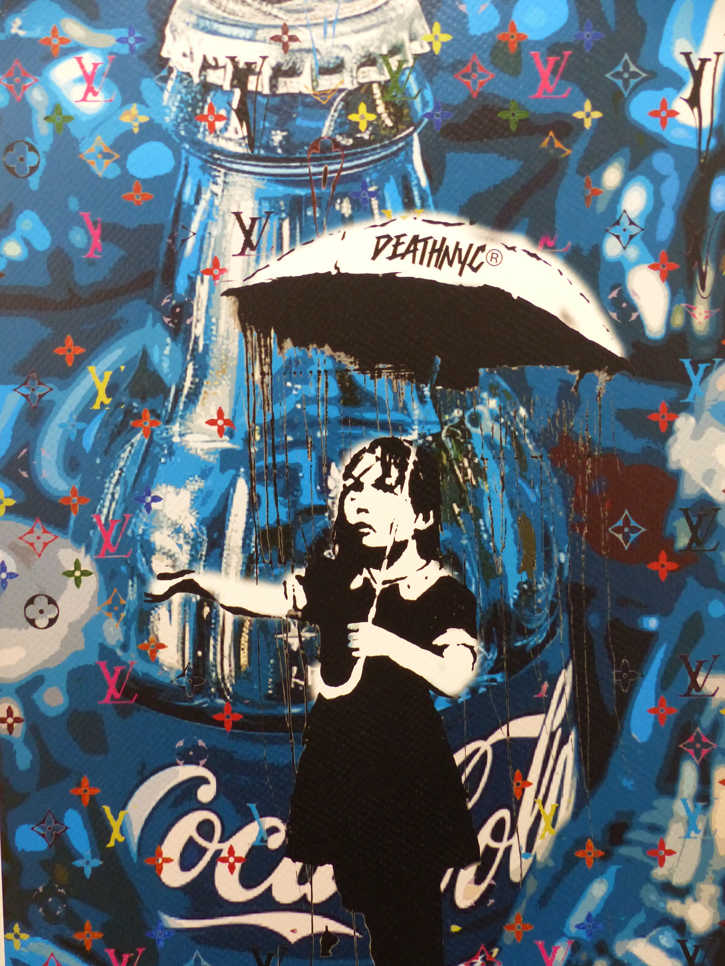 DEATH NYC fertig gerahmt Lithografie ltd. Edit. of 120  "Umbrella Girl" 3D Siegel COA