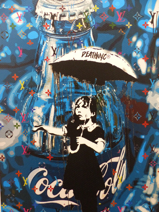 DEATH NYC fertig gerahmt Lithografie ltd. Edit. of 120  "Umbrella Girl" 3D Siegel COA