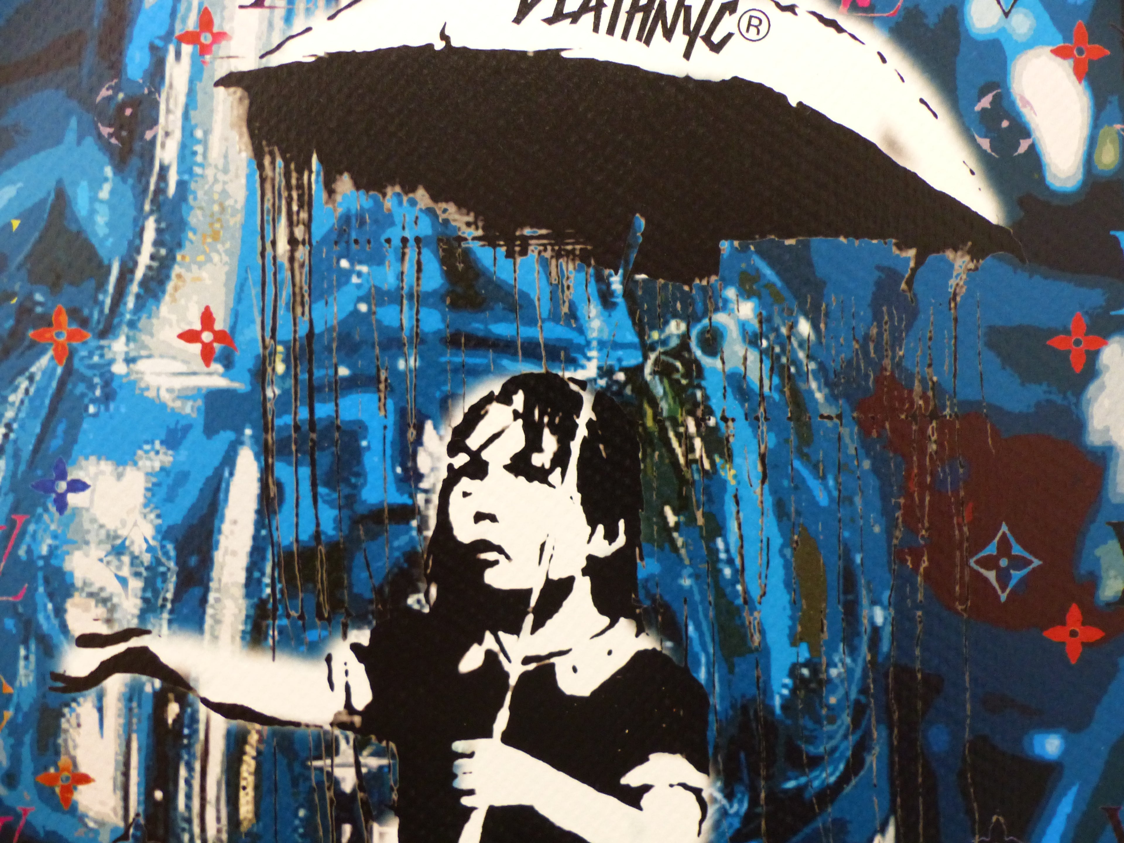 DEATH NYC fertig gerahmt Lithografie ltd. Edit. of 120  "Umbrella Girl" 3D Siegel COA