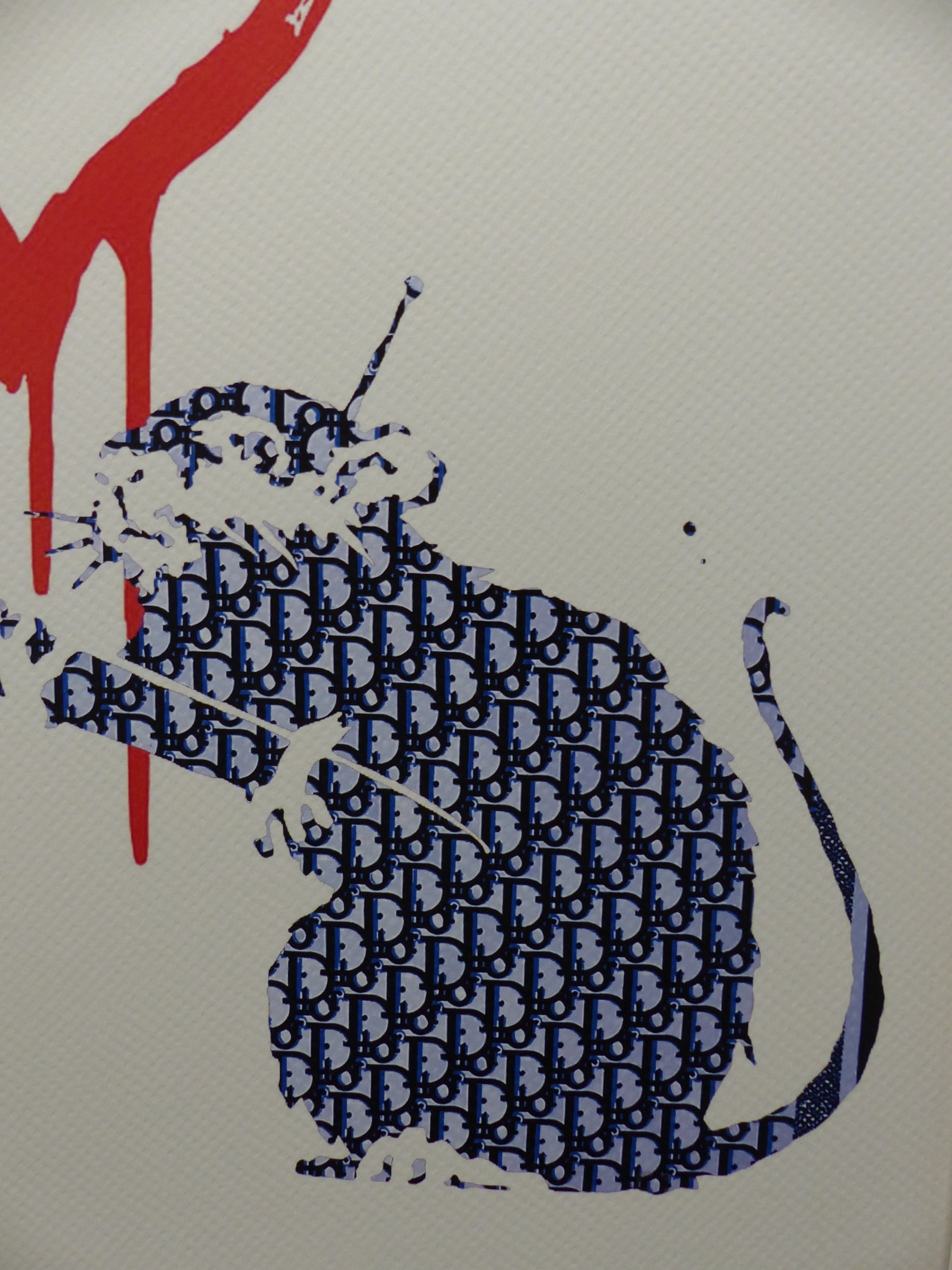 DEATH NYC fertig gerahmte Lithografie ltd. Edit. of 100  "Love Rat Dior Banksy" 3D Siegel COA