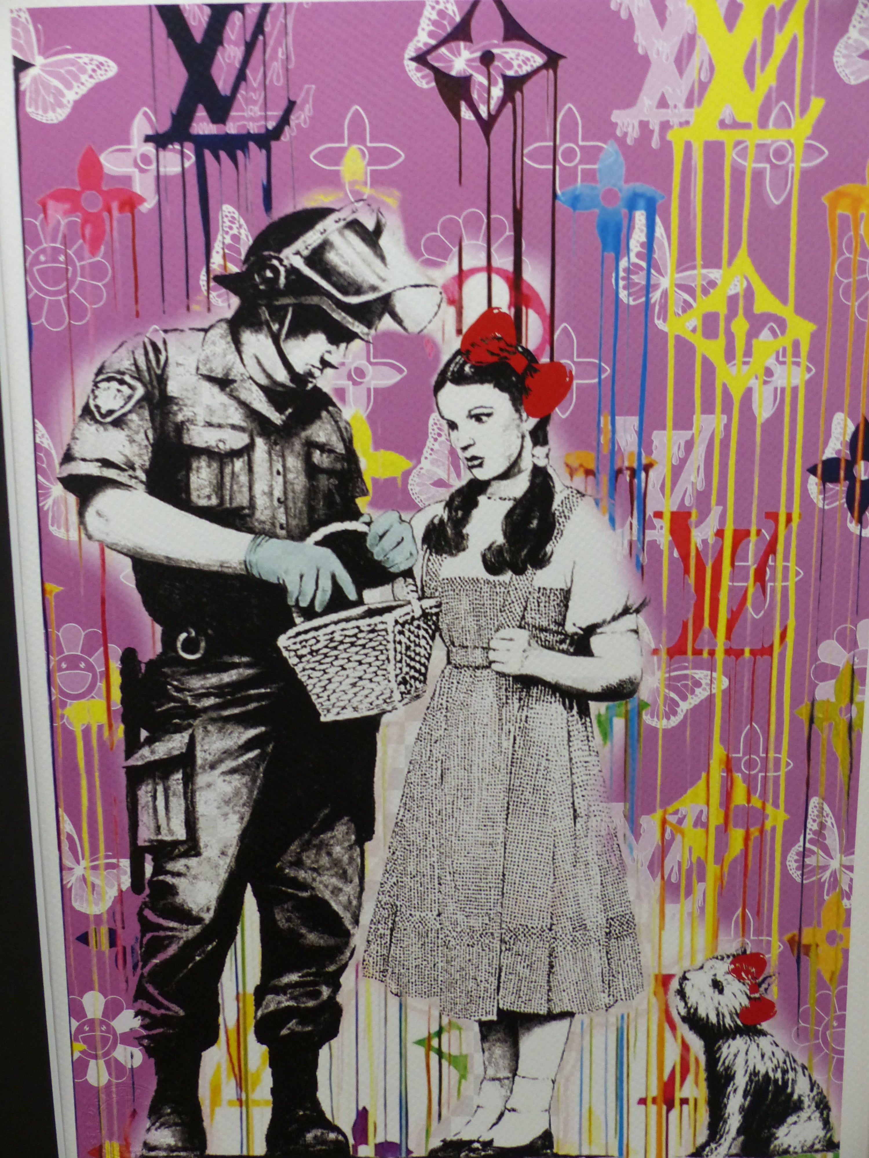 DEATH NYC fertig gerahmte Lithografie ltd. Edit of 100 "Wizzard from Oz Banksy style" 3D Siegel COA
