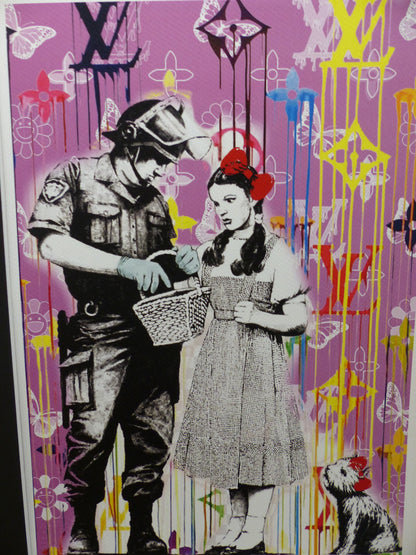DEATH NYC fertig gerahmte Lithografie ltd. Edit of 100 "Wizzard from Oz Banksy style" 3D Siegel COA
