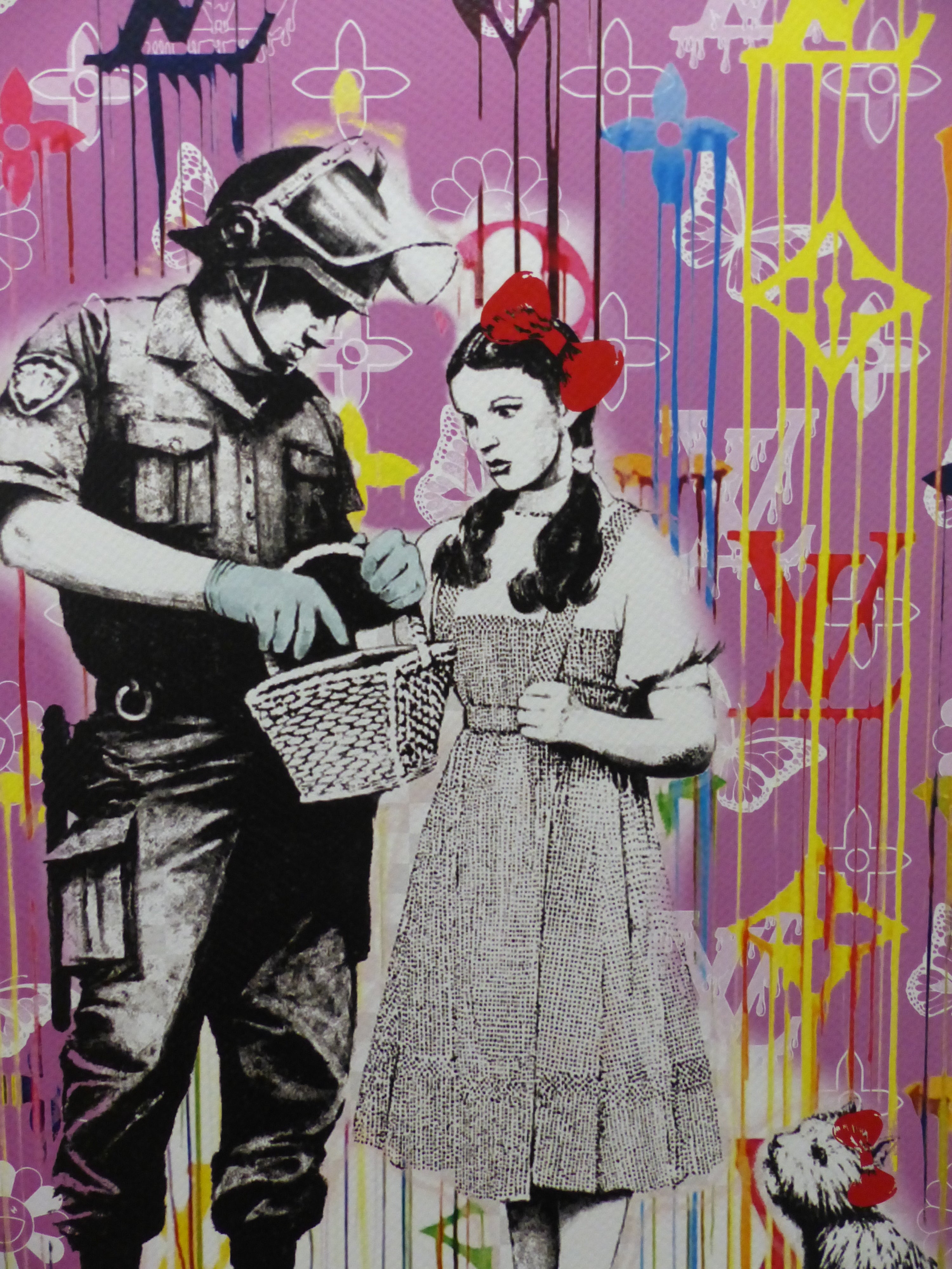 DEATH NYC fertig gerahmte Lithografie ltd. Edit of 100 "Wizzard from Oz Banksy style" 3D Siegel COA