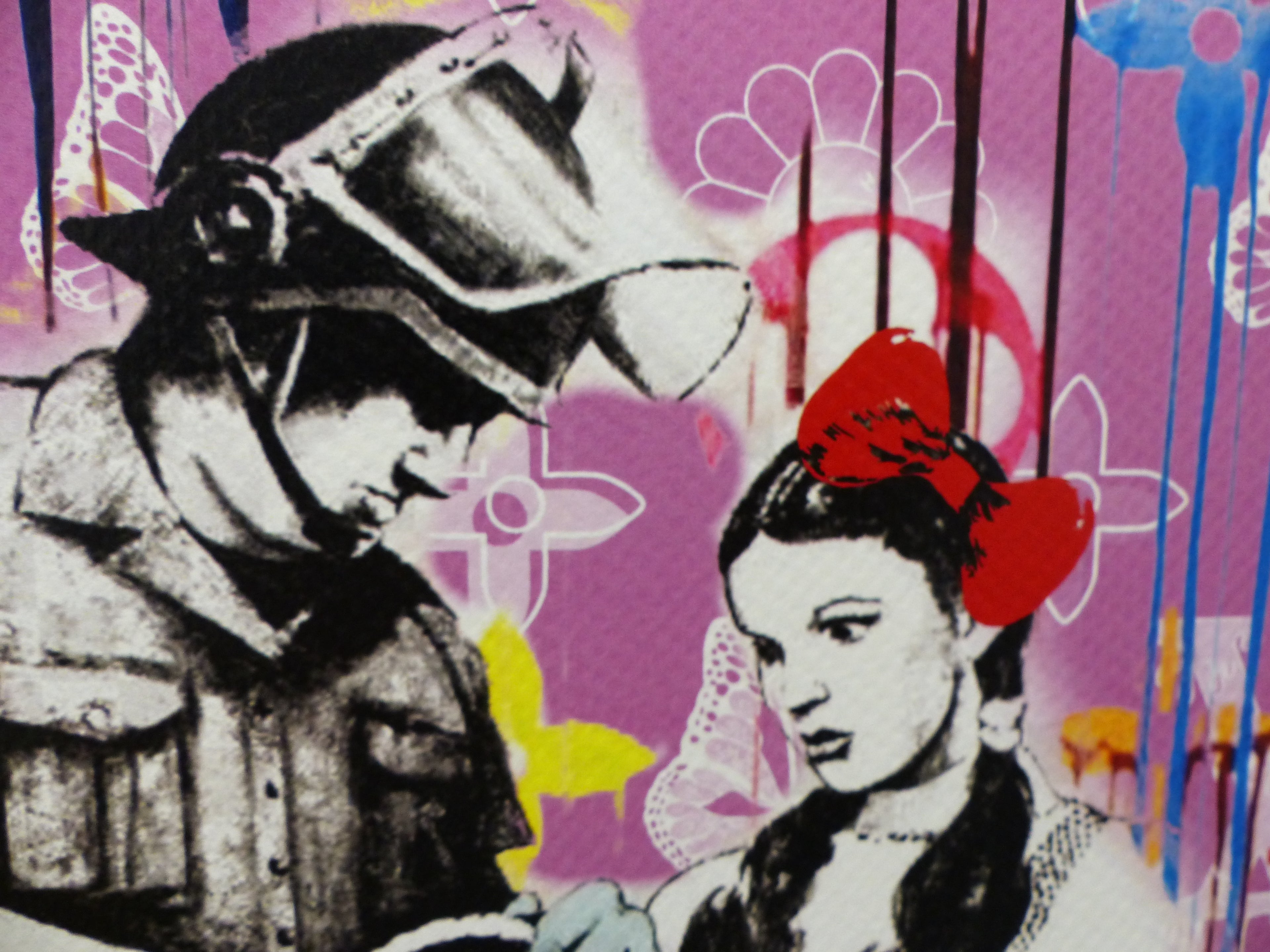 DEATH NYC fertig gerahmte Lithografie ltd. Edit of 100 "Wizzard from Oz Banksy style" 3D Siegel COA