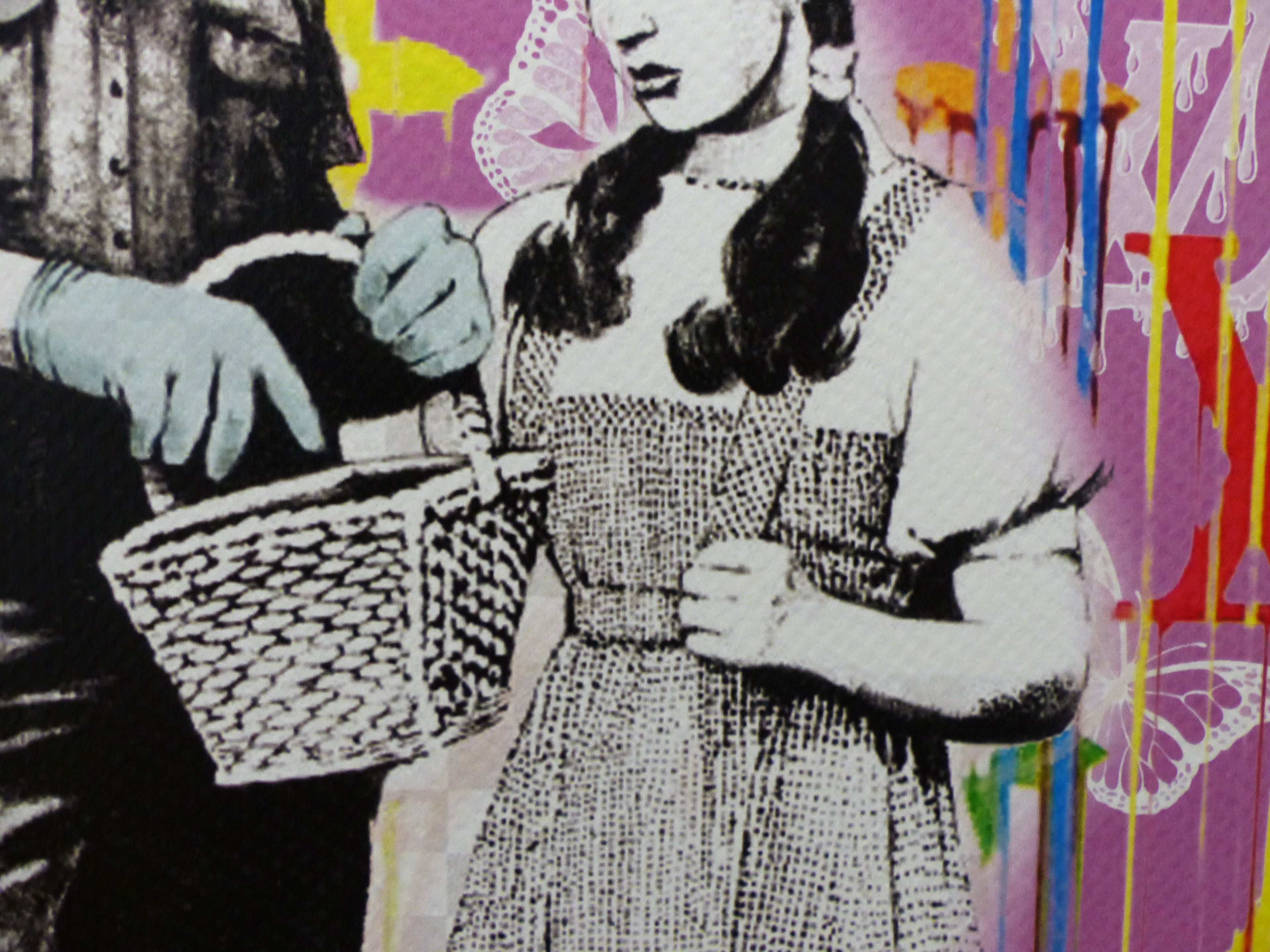 DEATH NYC fertig gerahmte Lithografie ltd. Edit of 100 "Wizzard from Oz Banksy style" 3D Siegel COA