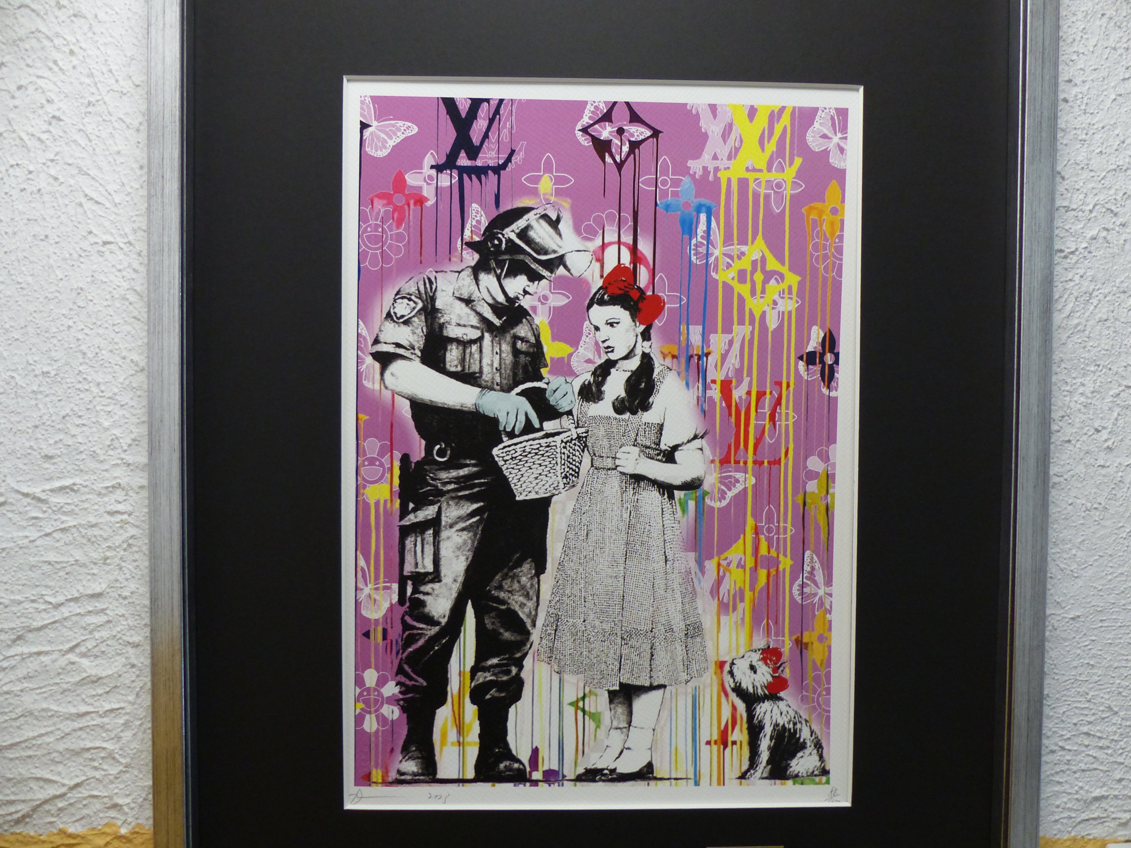 DEATH NYC fertig gerahmte Lithografie ltd. Edit of 100 "Wizzard from Oz Banksy style" 3D Siegel COA