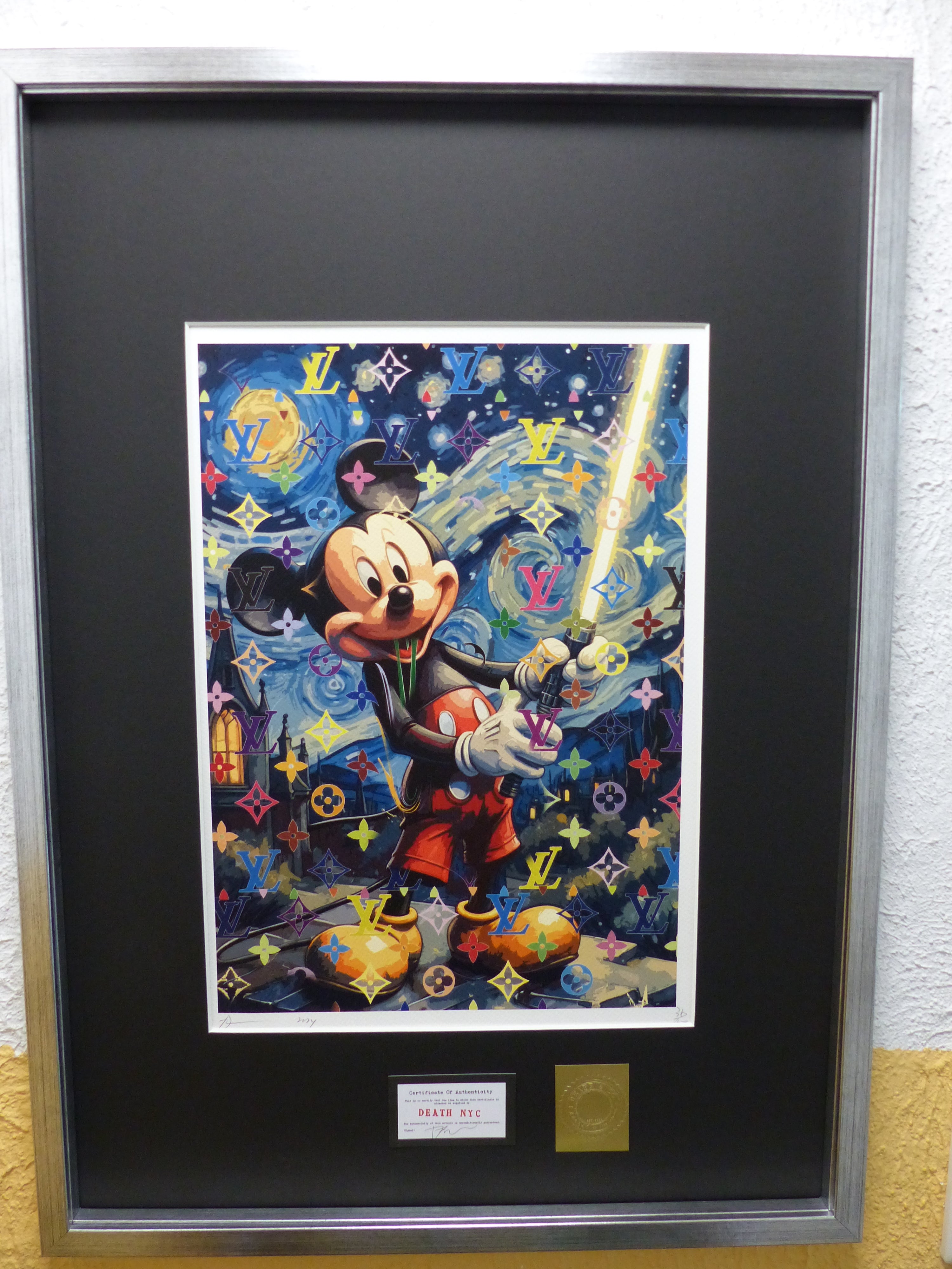 DEATH NYC fertig gerahmte Lithografie ltd. Edit. of 100 "Star Wars Mickey" 3D Siegel COA