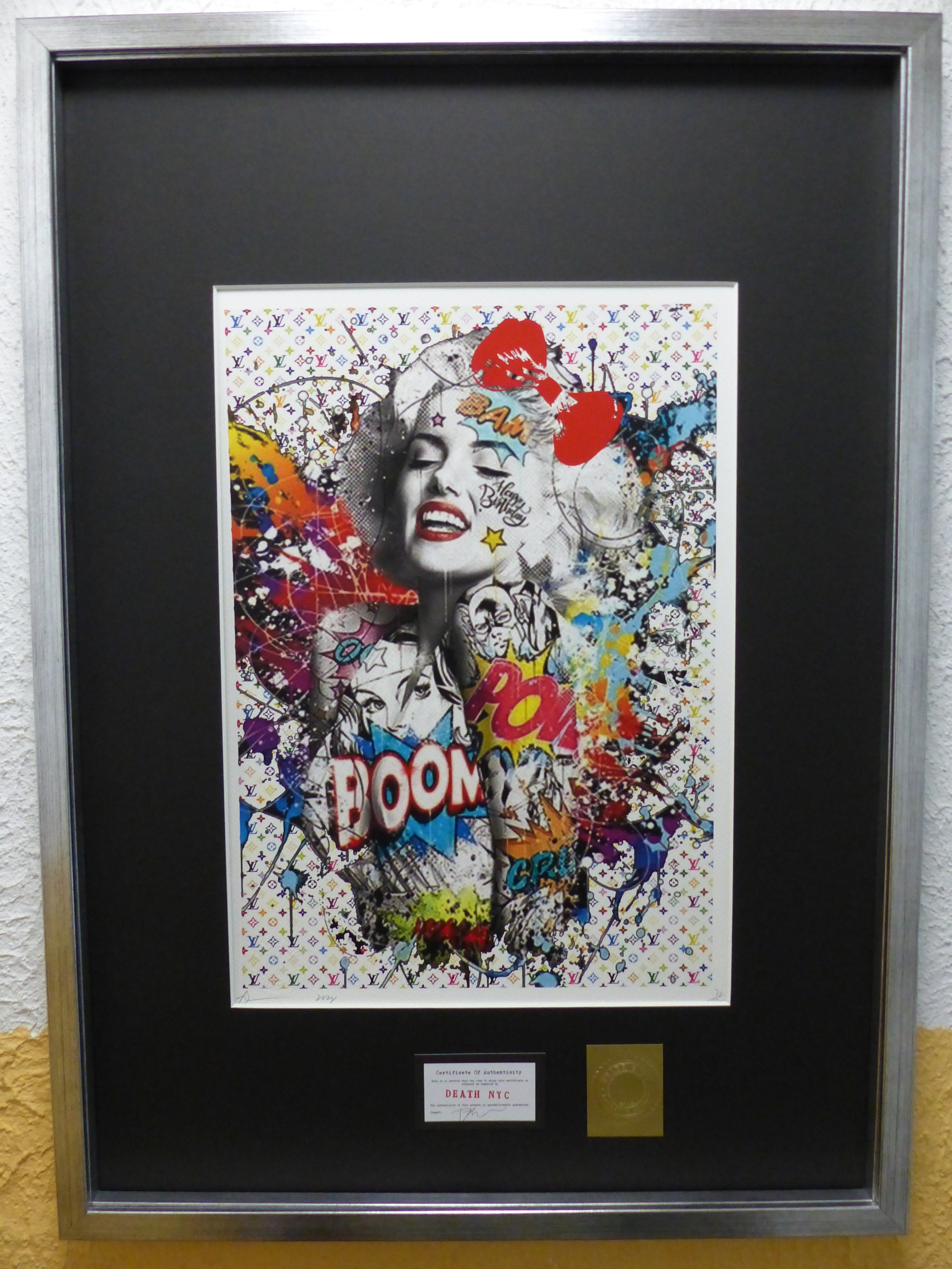DEATH NYC fertig gerahmte Lithografie ltd. Edit. of 100  "Marilyn Monroe Comic" 3D Siegel COA