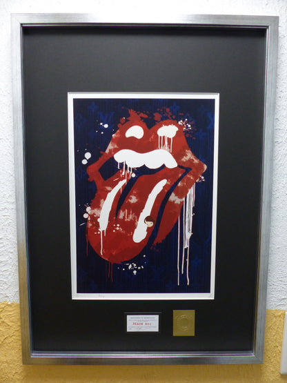 DEATH NYC "GERAHMT" Lithografie limitiert "Rolling Stones" 3D Siegel Zertifikat