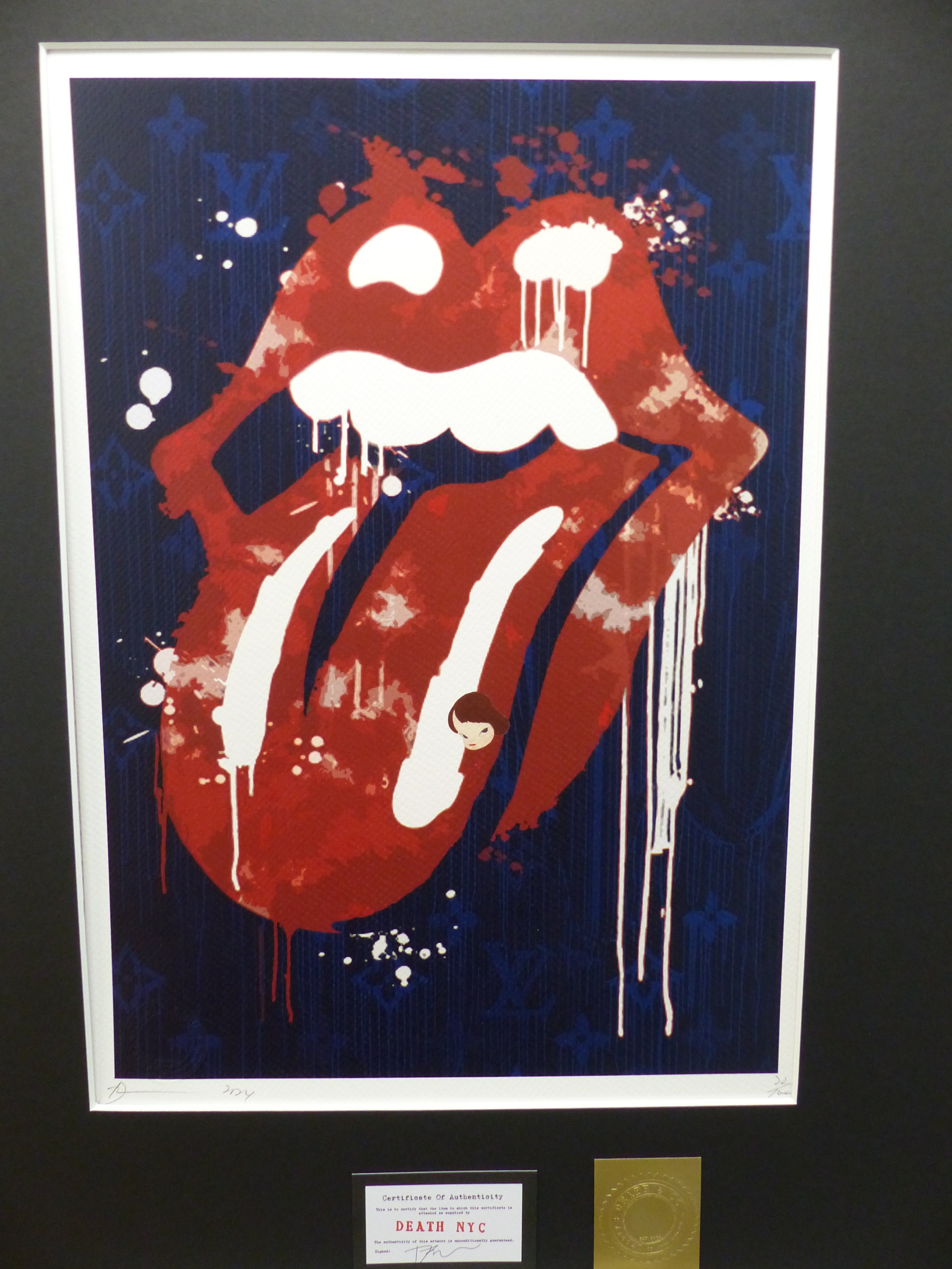 DEATH NYC "GERAHMT" Lithografie limitiert "Rolling Stones" 3D Siegel Zertifikat