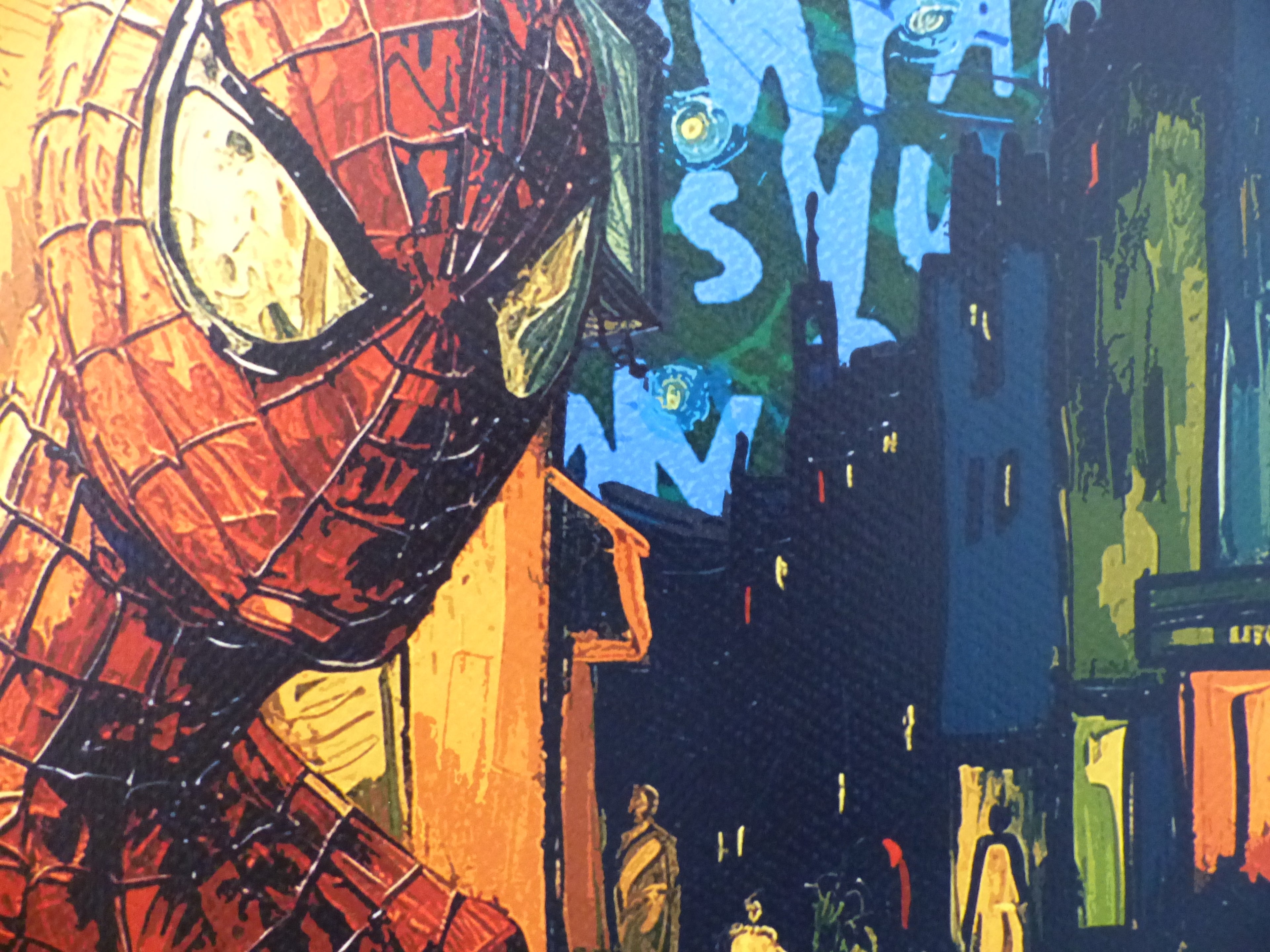 DEATH NYC fertig gerahmte Lithografie ltd. Edit. of 100 "Spiderman van Gogh Café background" 3D Siegel COA