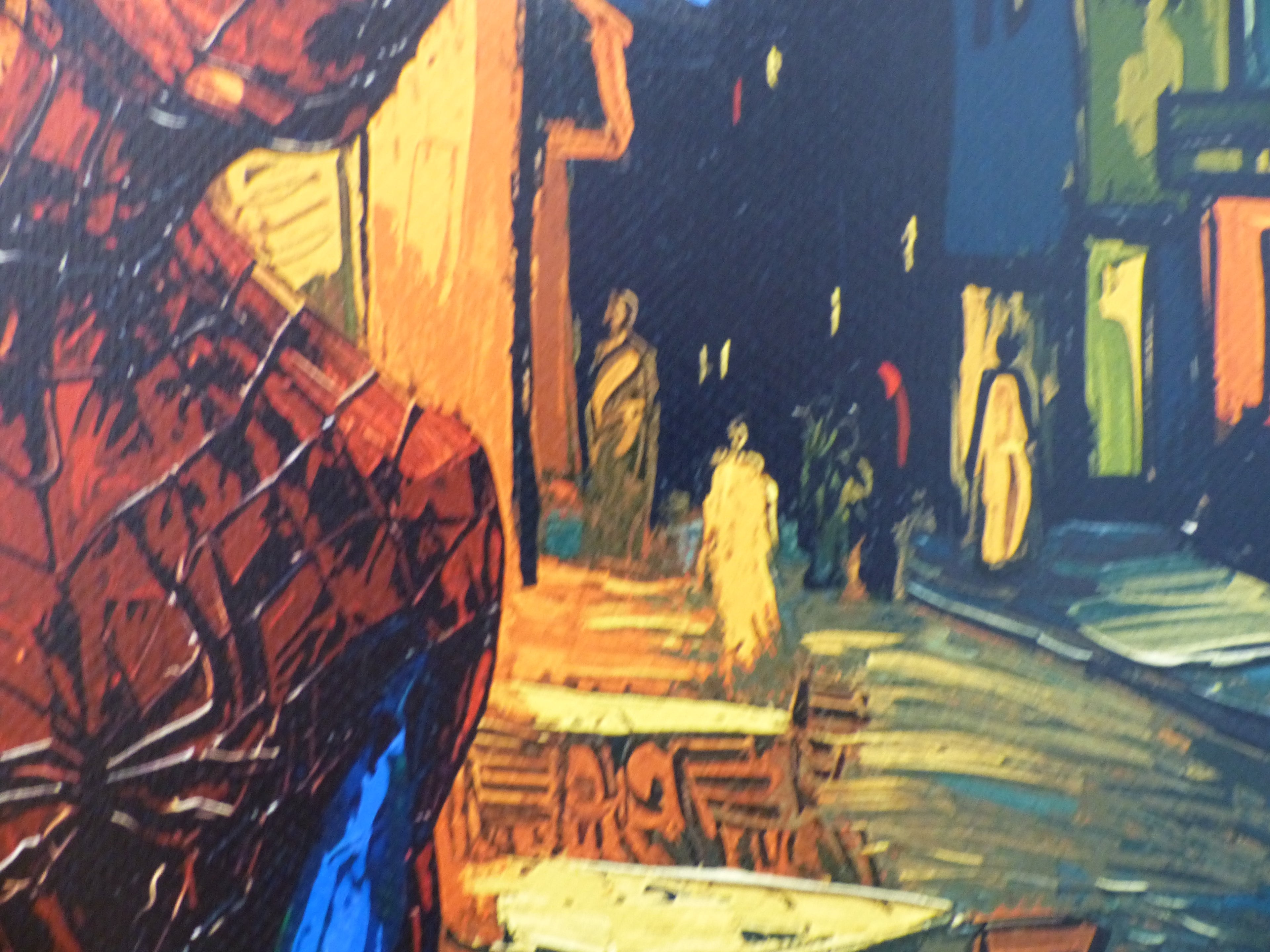 DEATH NYC fertig gerahmte Lithografie ltd. Edit. of 100 "Spiderman van Gogh Café background" 3D Siegel COA