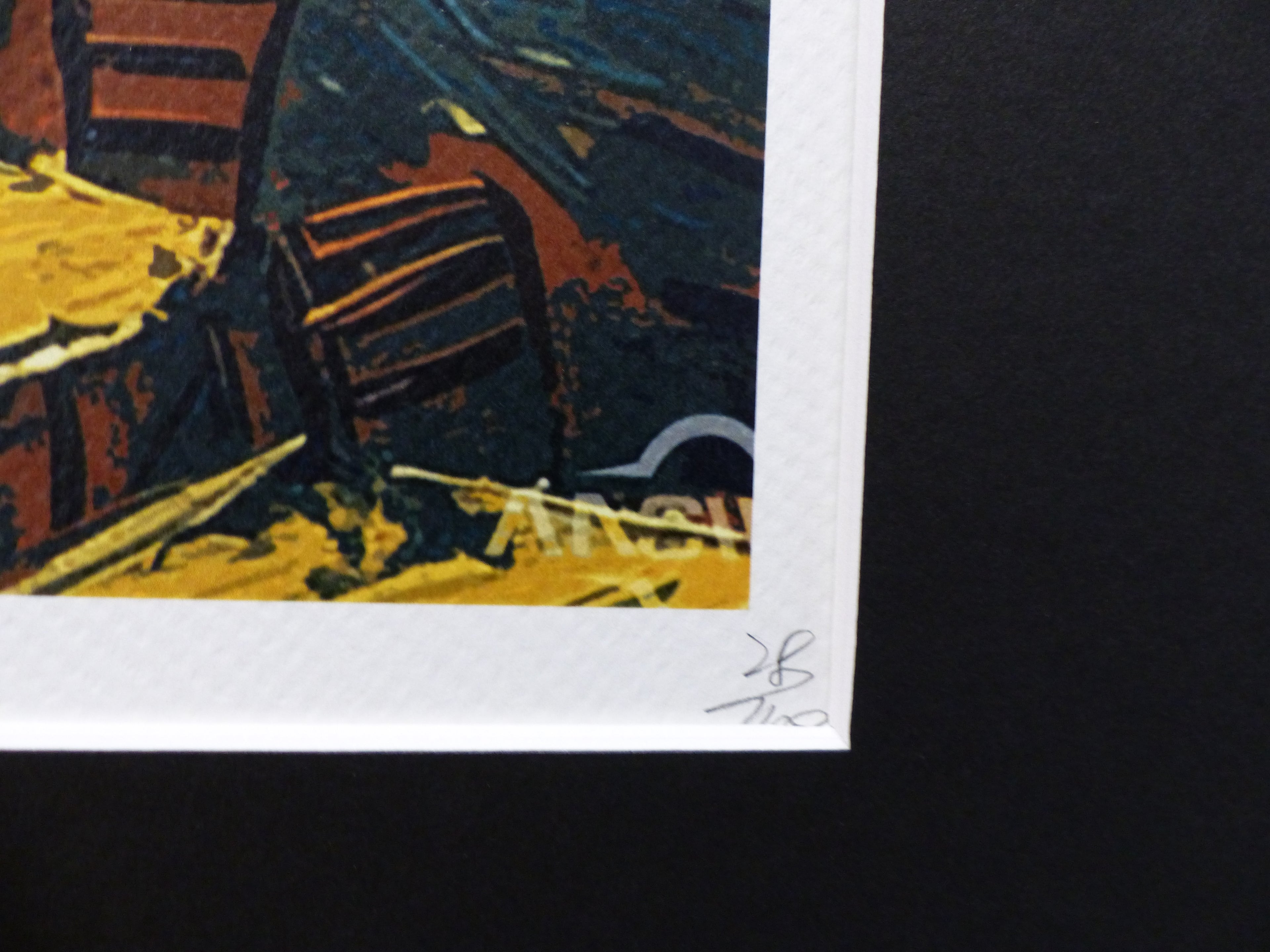 DEATH NYC fertig gerahmte Lithografie ltd. Edit. of 100 "Spiderman van Gogh Café background" 3D Siegel COA