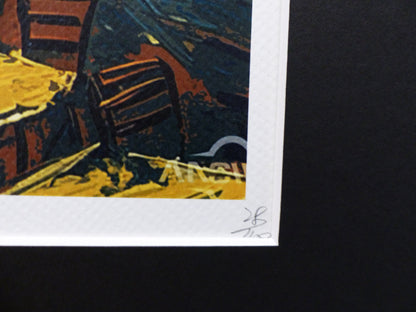 DEATH NYC fertig gerahmte Lithografie ltd. Edit. of 100 "Spiderman van Gogh Café background" 3D Siegel COA
