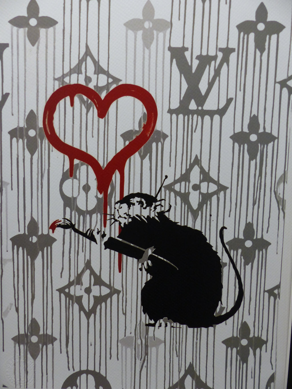 DEATH NYC fertig gerahmte Lithografie ltd Edit. of 100 "Love Rat Banksy" 3D Siegel COA