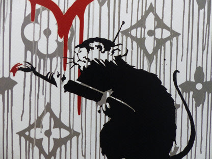 DEATH NYC fertig gerahmte Lithografie ltd Edit. of 100 "Love Rat Banksy" 3D Siegel COA