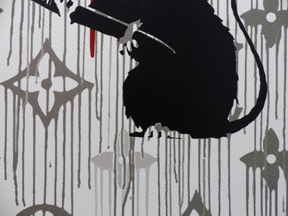 DEATH NYC fertig gerahmte Lithografie ltd Edit. of 100 "Love Rat Banksy" 3D Siegel COA