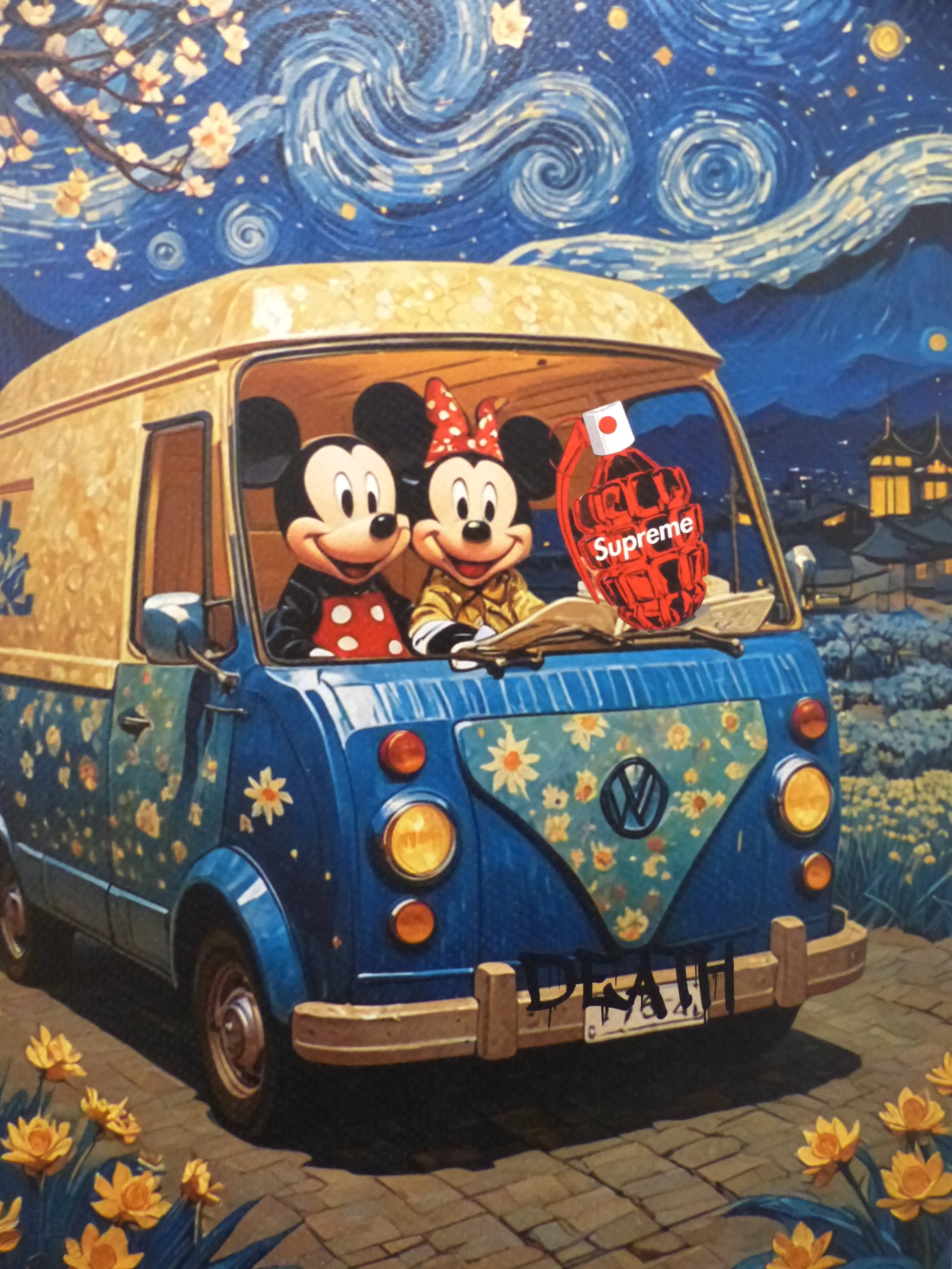 DEATH NYC fertig gerahmte Lithografie ltd.Edit. of 100 "Minnie and Mickey" 3D Siegel and COA