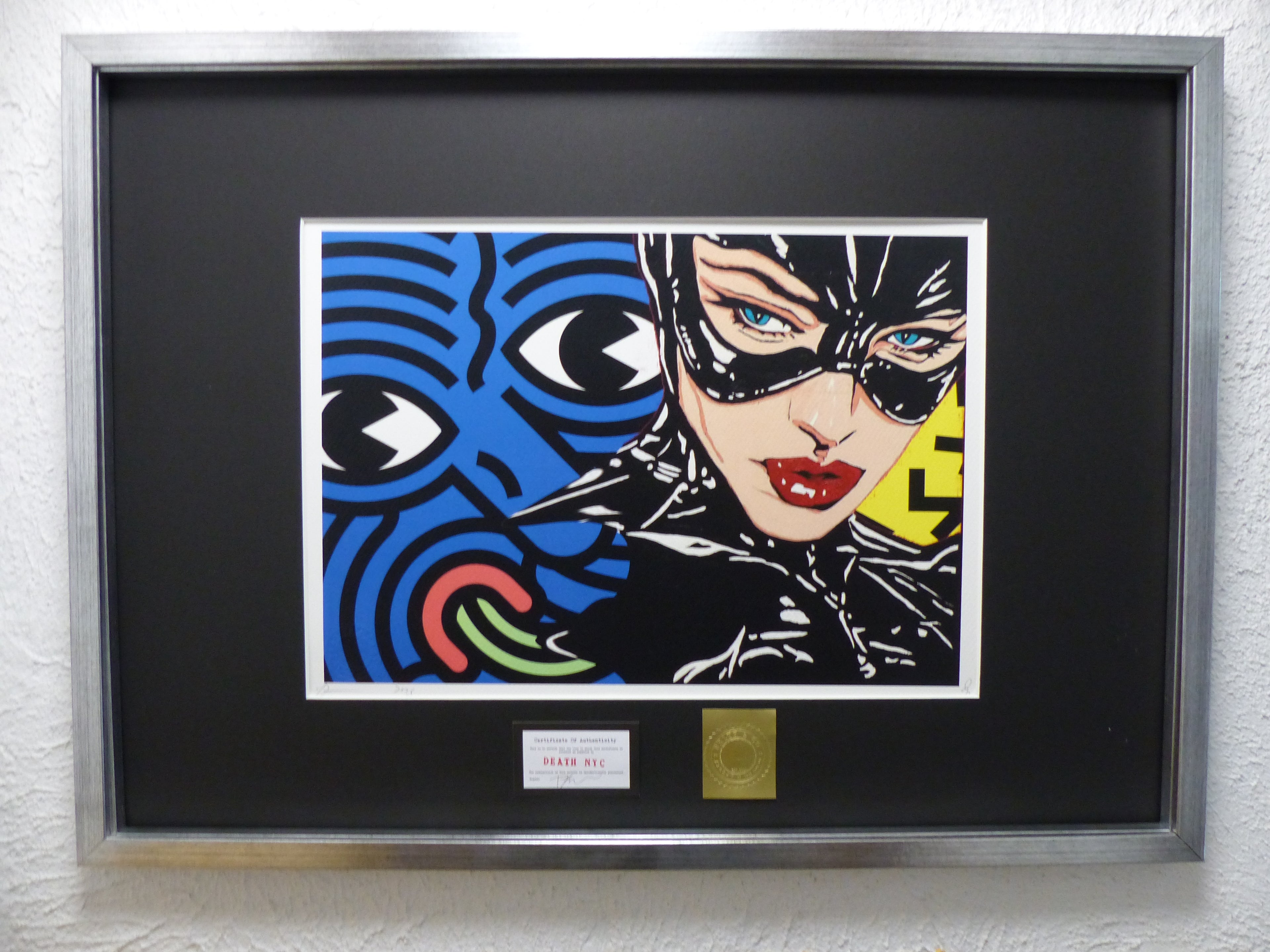 DEATH NYC fertig gerahmte Lithografie ltd. Edit. of 100 "Catwoman Keith Haring" 3D Siegel und COA