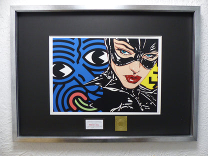 DEATH NYC fertig gerahmte Lithografie ltd. Edit. of 100 "Catwoman Keith Haring" 3D Siegel und COA