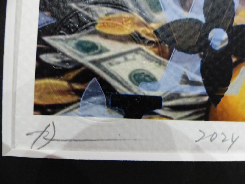 DEATH NYC fertig gerahmte Lithografie ltd. Edit. of 100 "Mickey Mouse blue money" 3D Siegel COA
