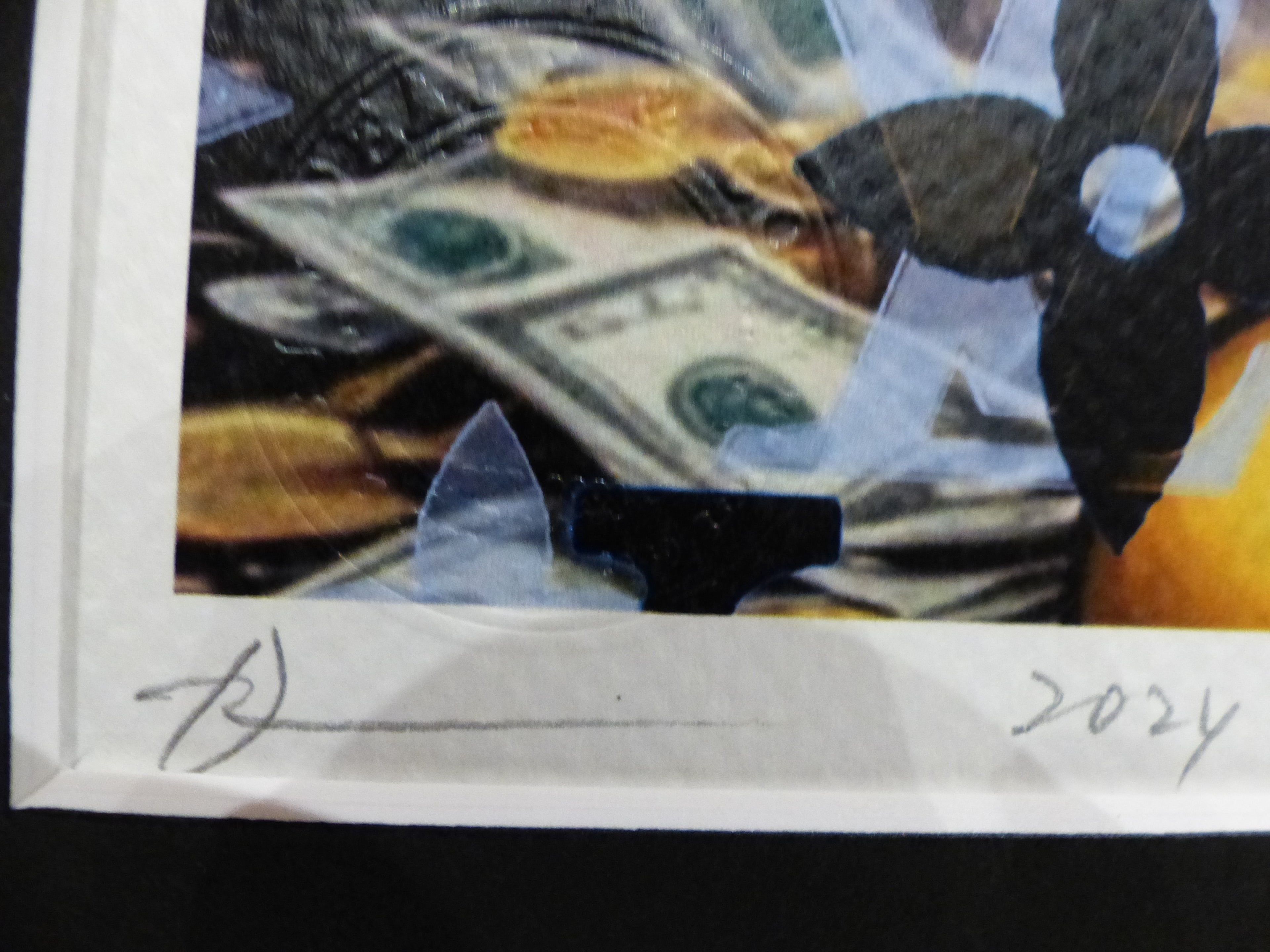 DEATH NYC fertig gerahmte Lithografie ltd. Edit. of 100 "Mickey Mouse blue money" 3D Siegel COA