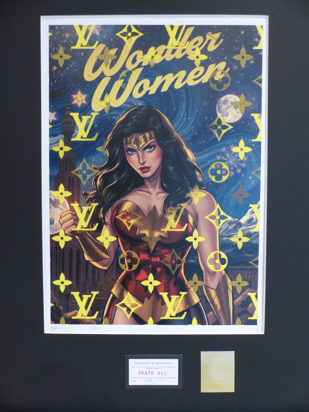 DEATH NYC fertig gerahmte Lithografie ltd Edit of 100 "Wonder Women II" 3D Siegel COA