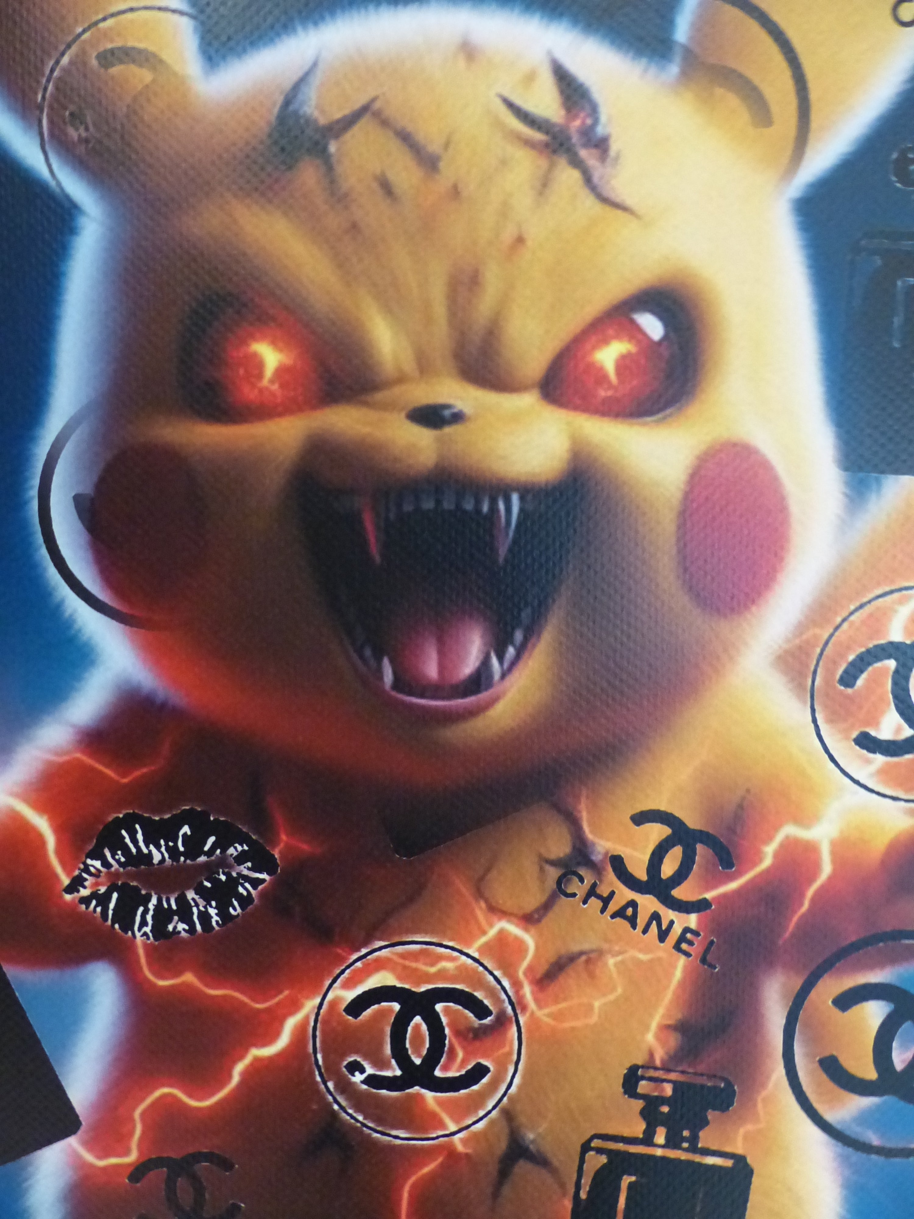 DEATH NYC fertig gerahmte Lithografie ltd. Edition of 100 "Angry Pokemon" 3D Siegel and COA