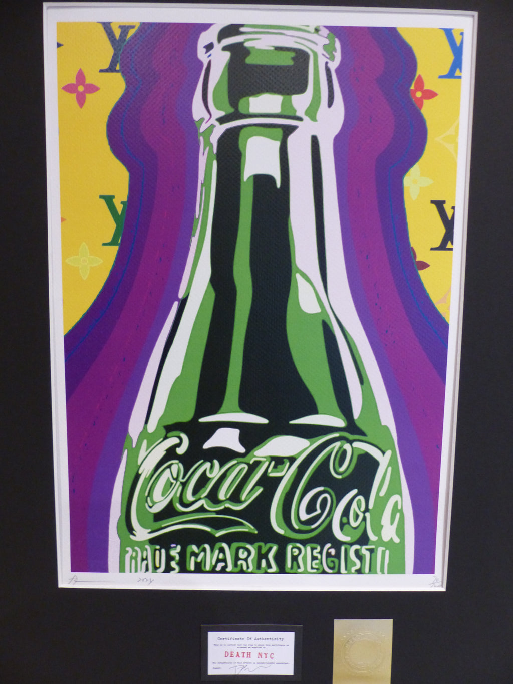 DEATH NYC fertig gerahmte Lithografie ltd. Edition of 100  "Coca-Cola" 3D Siegel u COA
